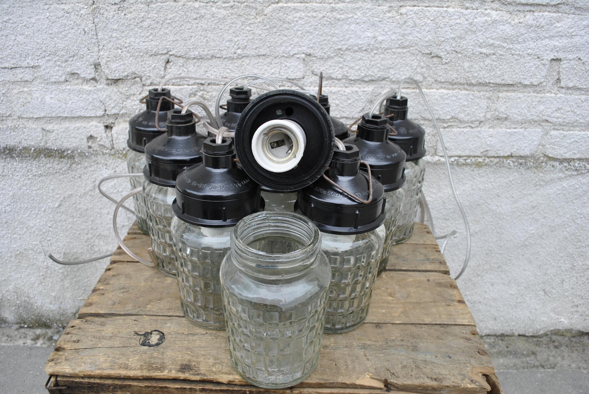 Late 20th Century Industrial 'mason jar' Lights, 1970s For Sale