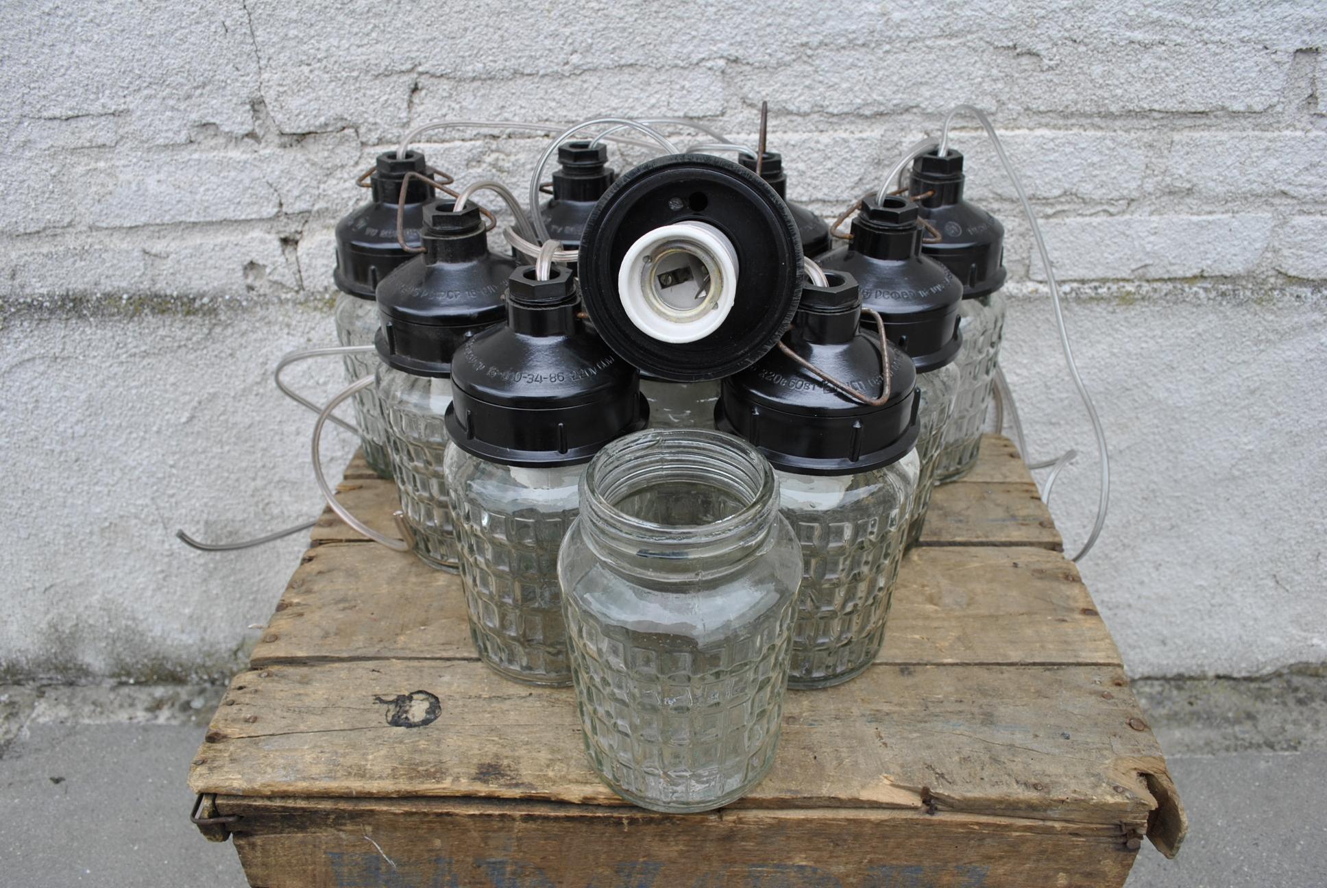 Industrial 'mason jar' Lights, 1970s For Sale 1
