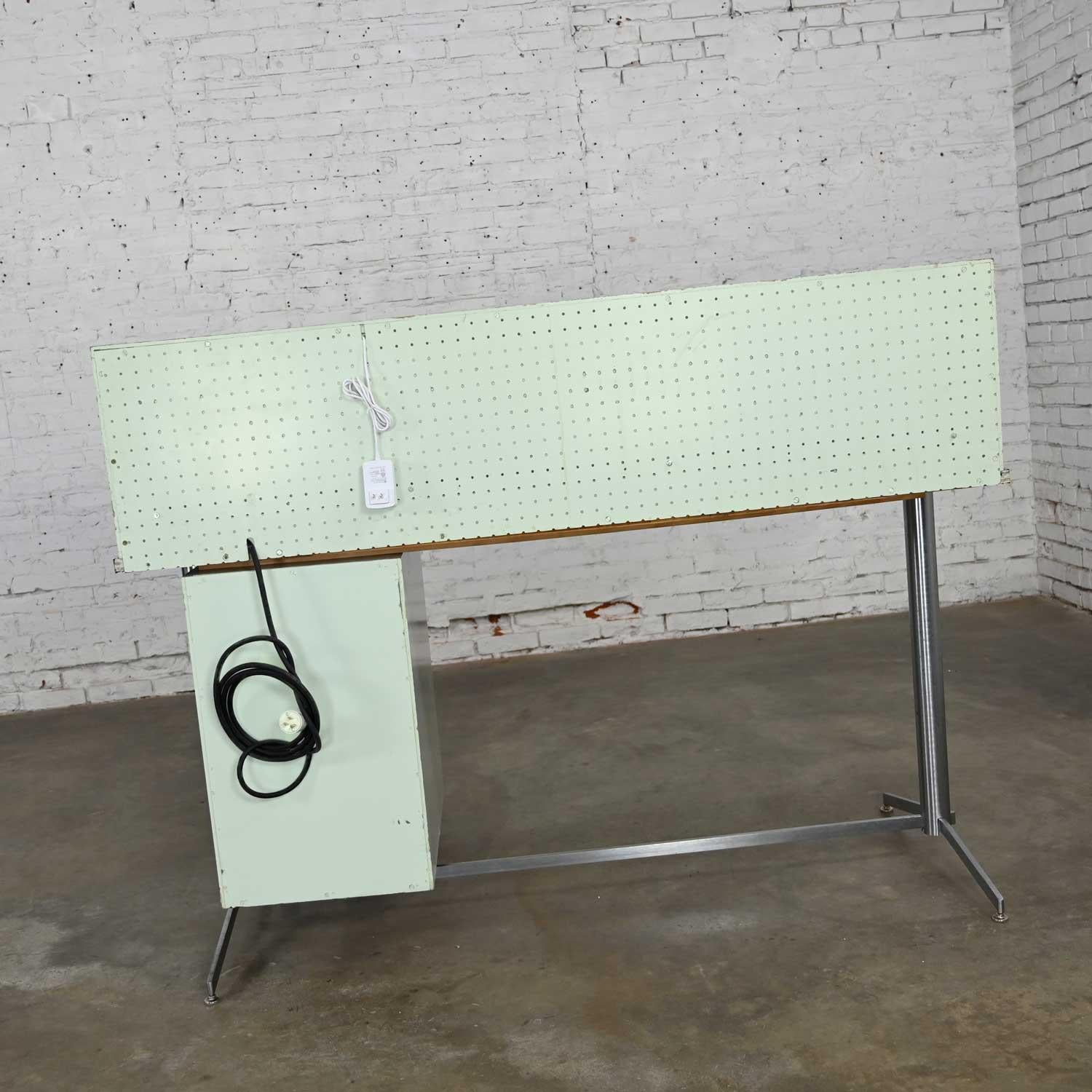 Polished Industrial MCM Stand Up Desk Worktable by American Optical Consul Furniture Line