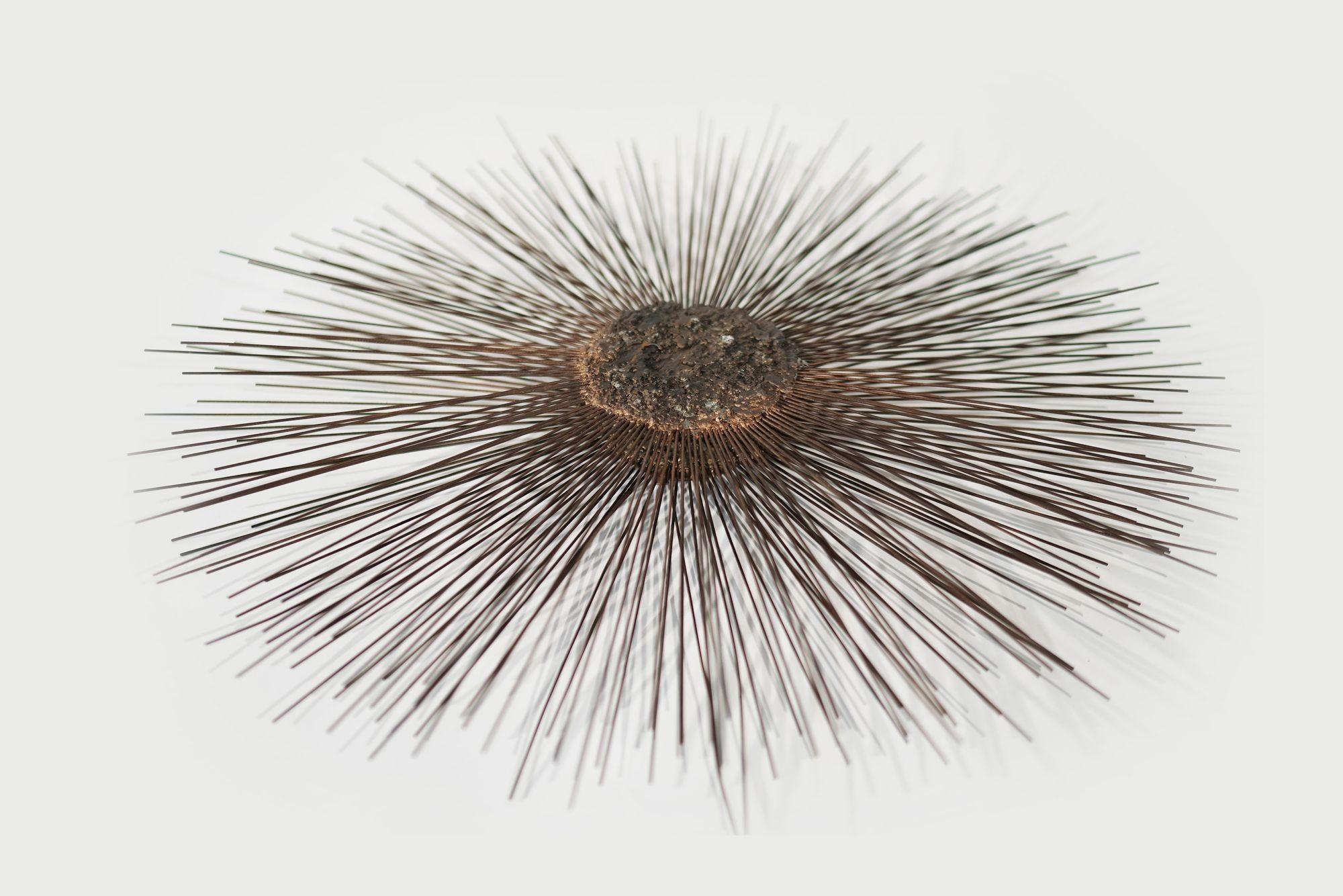 American Industrial Metal Alloys Sunburst Wall Sculpture, C. 1970s For Sale