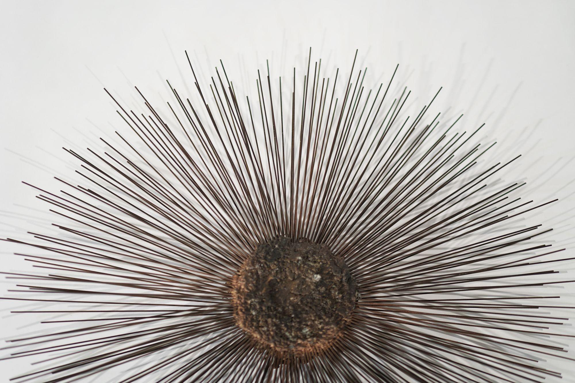 Industrial Metal Alloys Sunburst Wall Sculpture, C. 1970s In Good Condition For Sale In Westport, CT