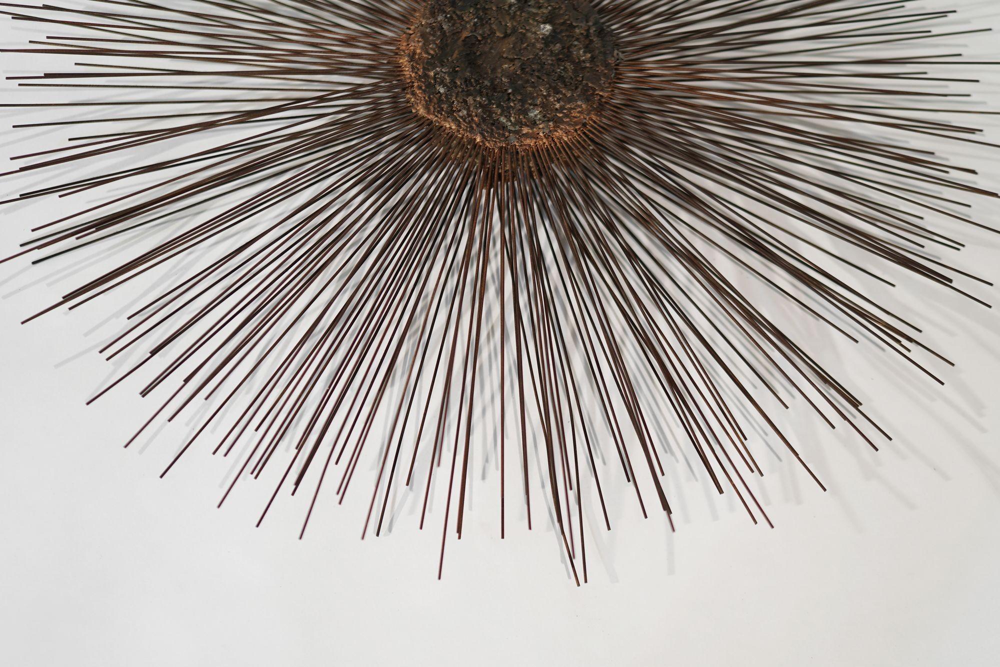 20th Century Industrial Metal Alloys Sunburst Wall Sculpture, C. 1970s For Sale