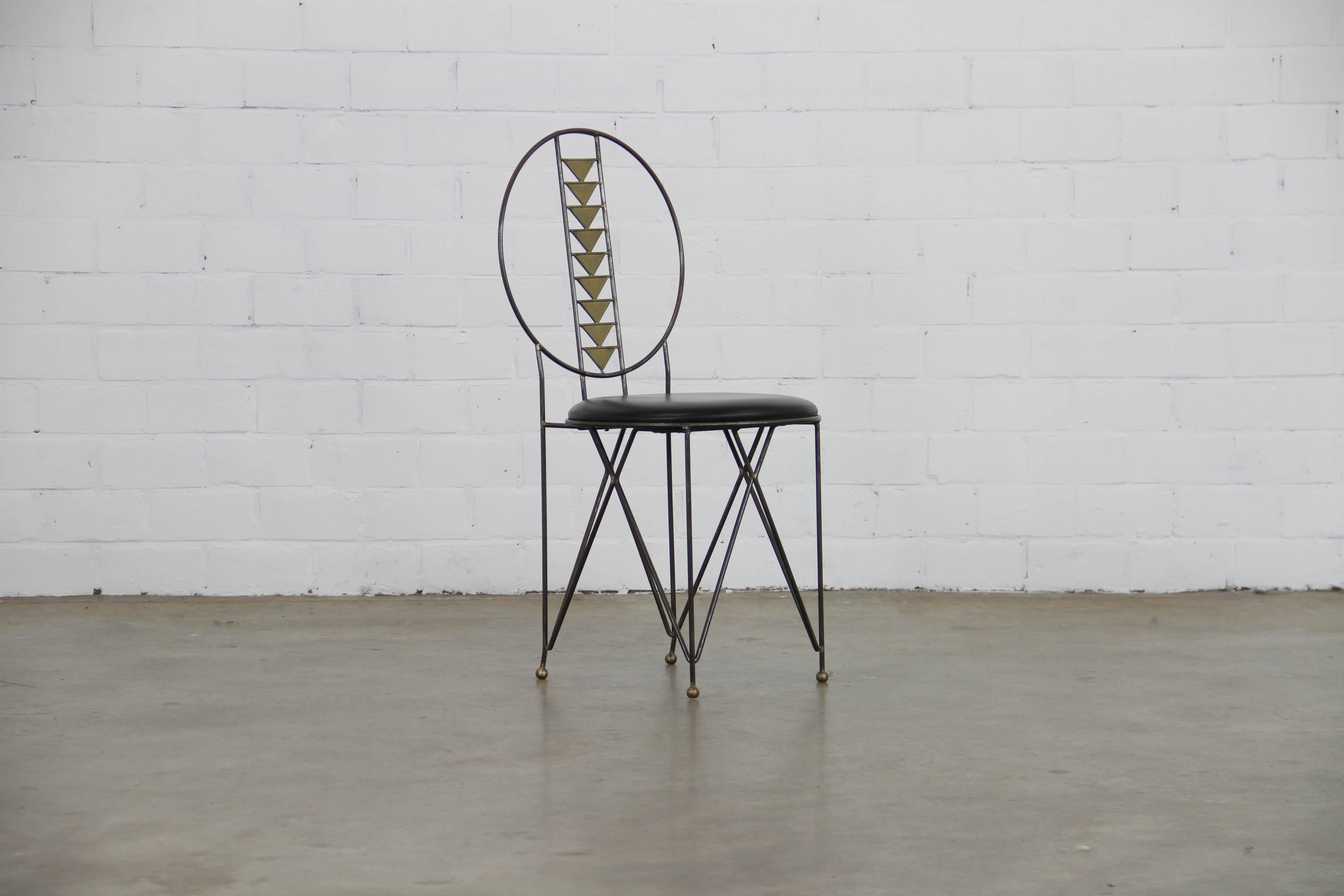 Hollywood Regency Metal and Brass Dining Chairs, 1980s Set of 6 - Industrial In Excellent Condition For Sale In Wijnegem, Antwerpen