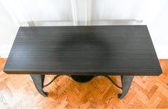 Industrial Trestle Console Table with Ebony Macassar Top