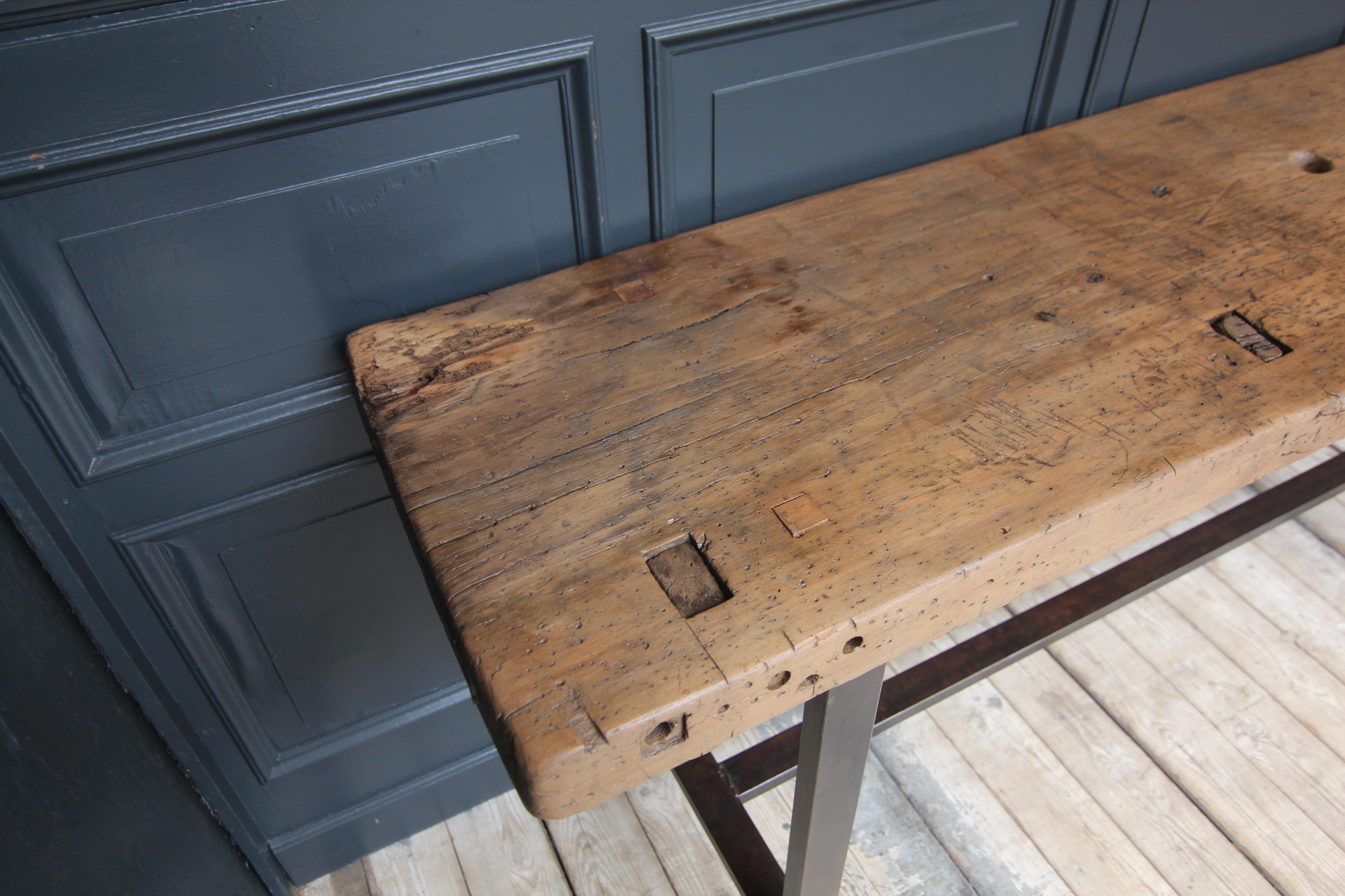 Industrial Metal and Wood Work Table or Console Table For Sale 5