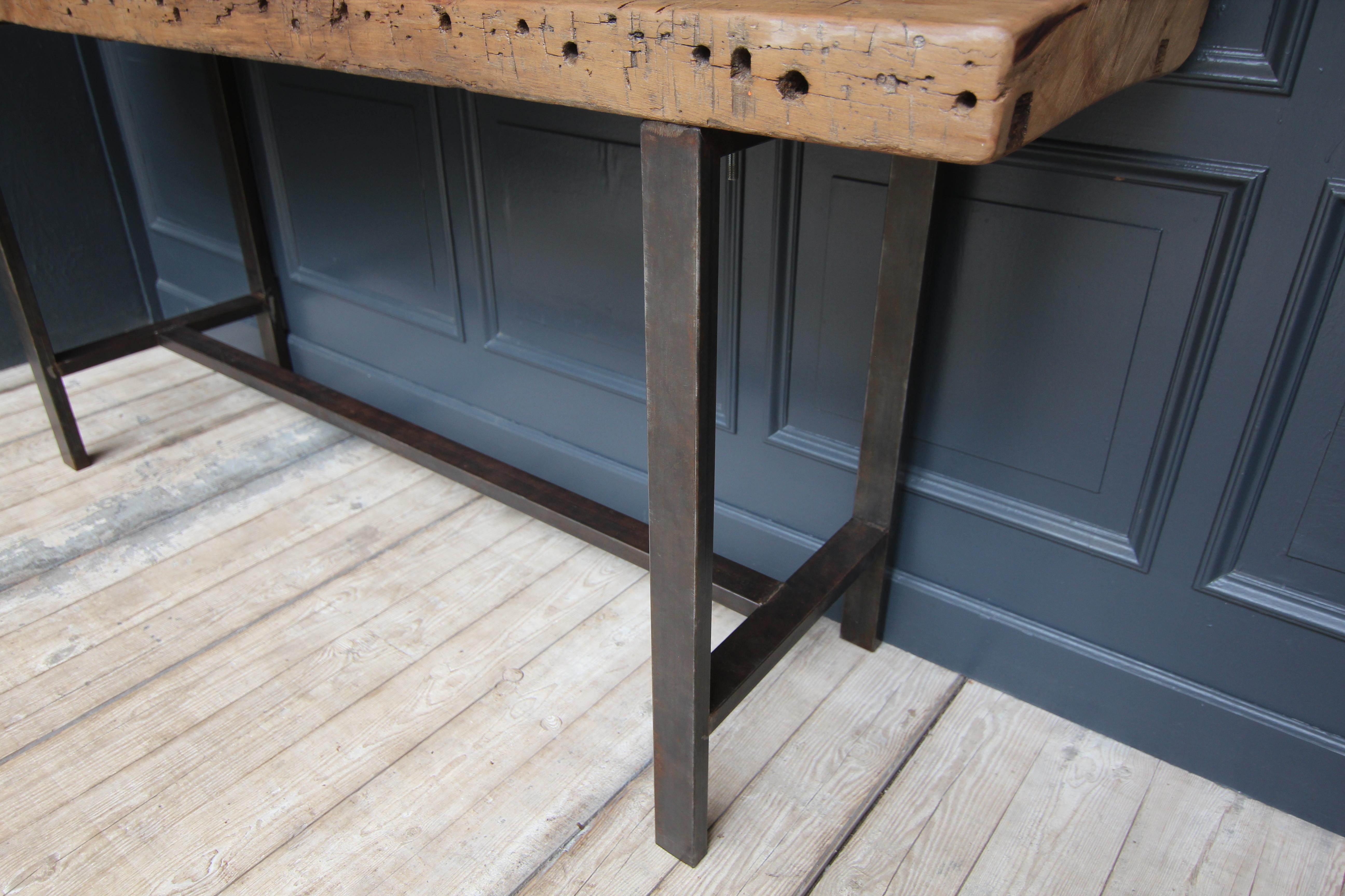 Industrial Metal and Wood Work Table or Console Table For Sale 8