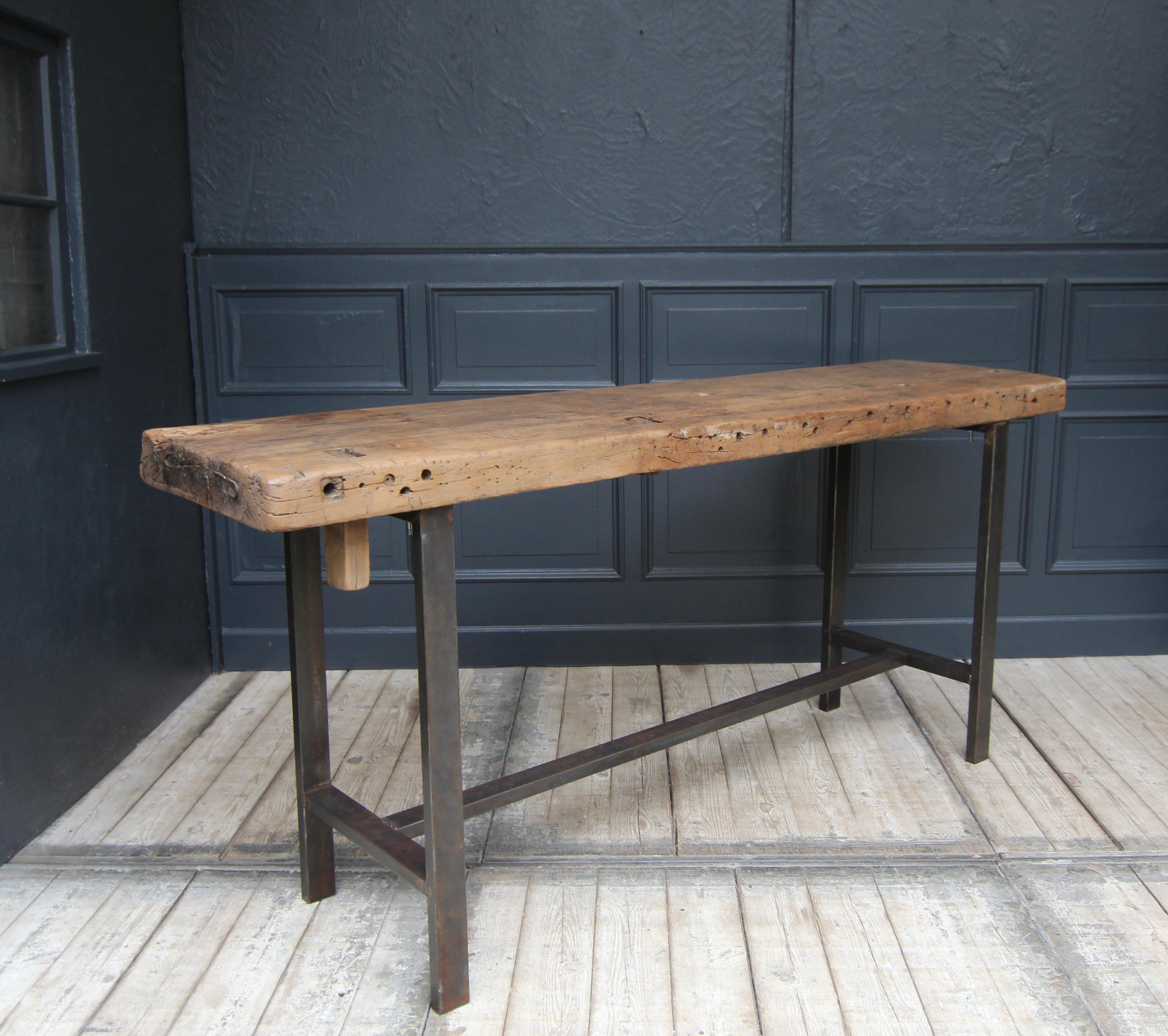 Industrial Metal and Wood Work Table or Console Table For Sale 13