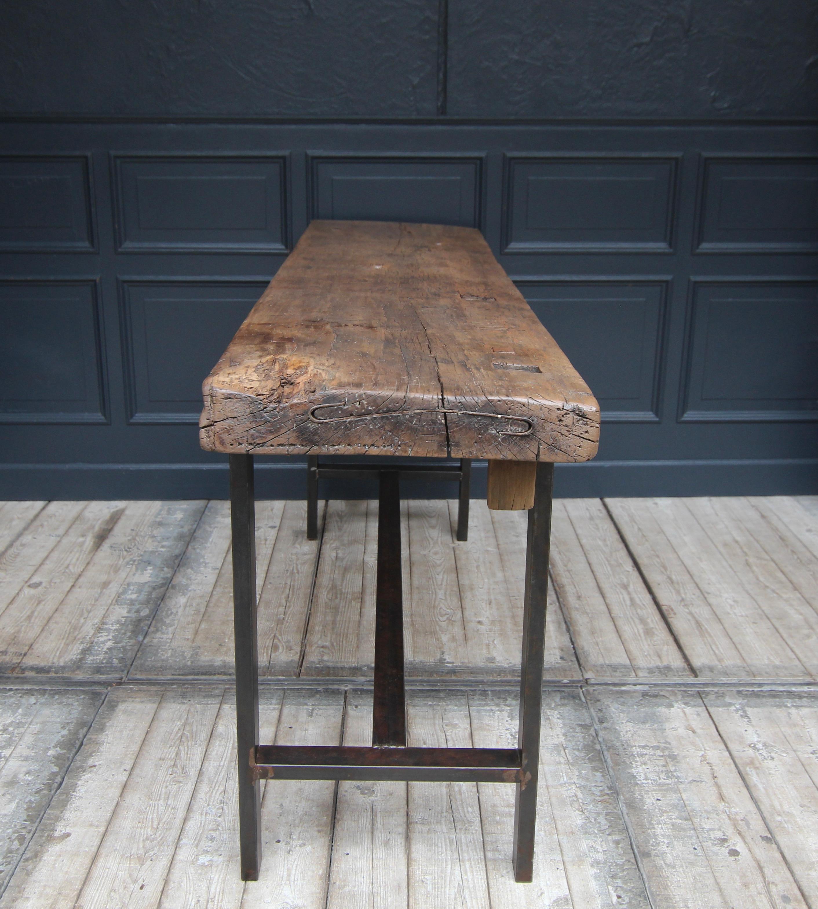 Industrial Metal and Wood Work Table or Console Table For Sale 14