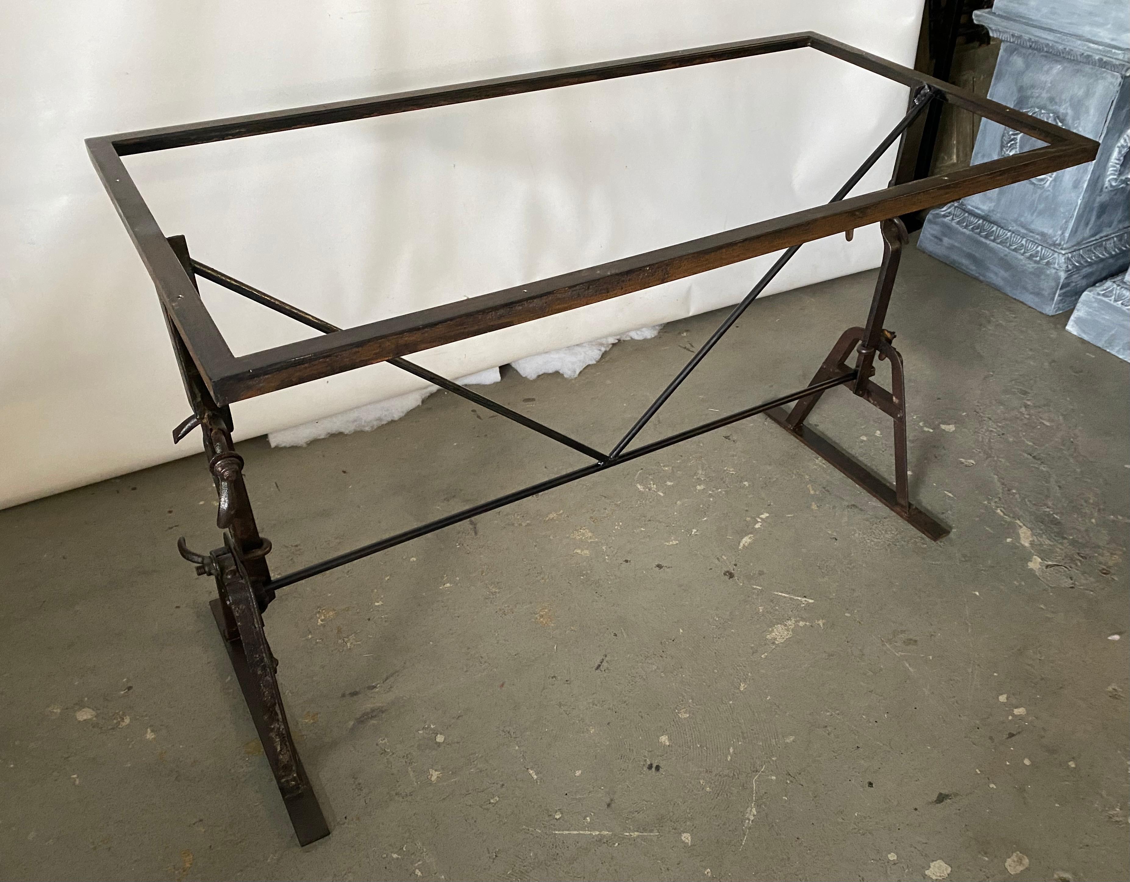 Industrial Metal Base Garden Dining Table or Desk For Sale 5