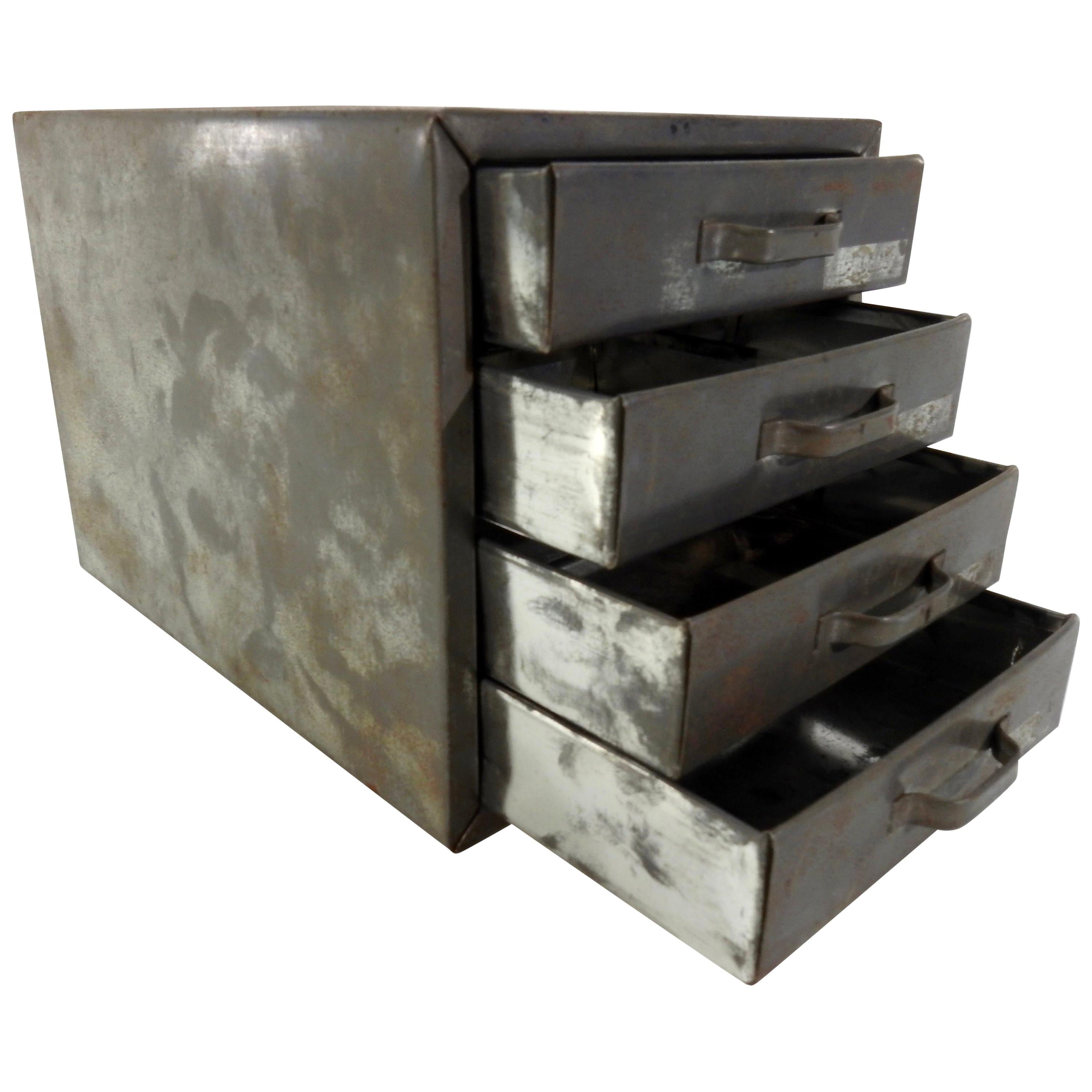 Industrial Metal Box with Drawers Midcentury For Sale