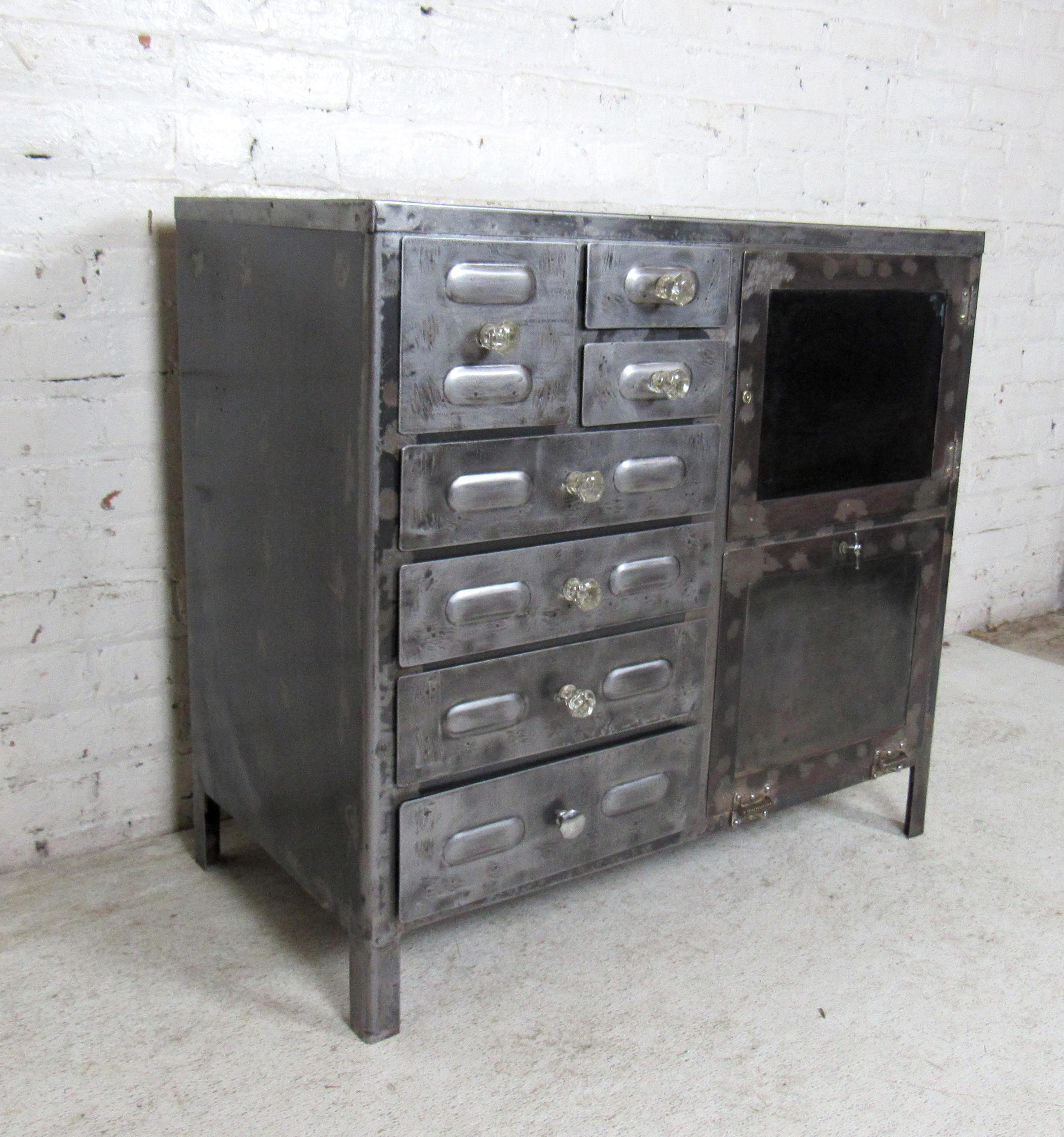 Industrial Metal Cabinet In Distressed Condition In Brooklyn, NY