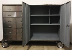 Industrial Metal Cabinet on Heavy Duty Casters, Drawers and Doors