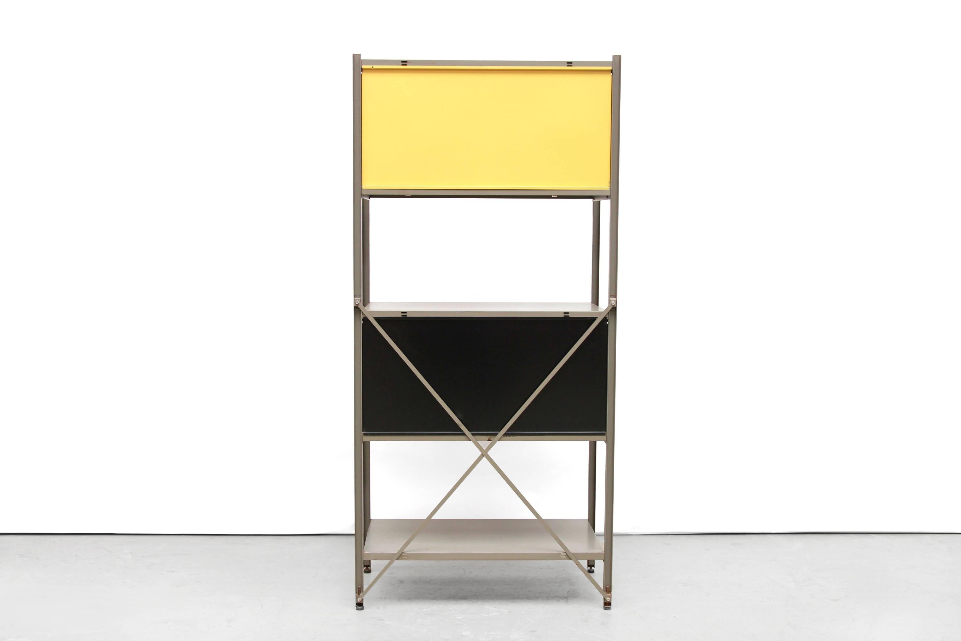 Lacquered Industrial Metal Cabinet or Divider Model No. 663 by Wim Rietveld for Gispen