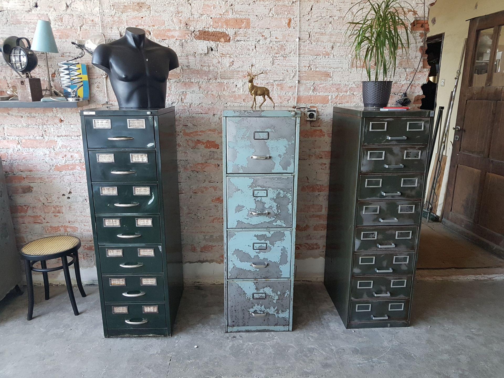 Industrial Metal Cabinet Steel Lockers Four Cabinets Loft Style Brushed Steel For Sale 4