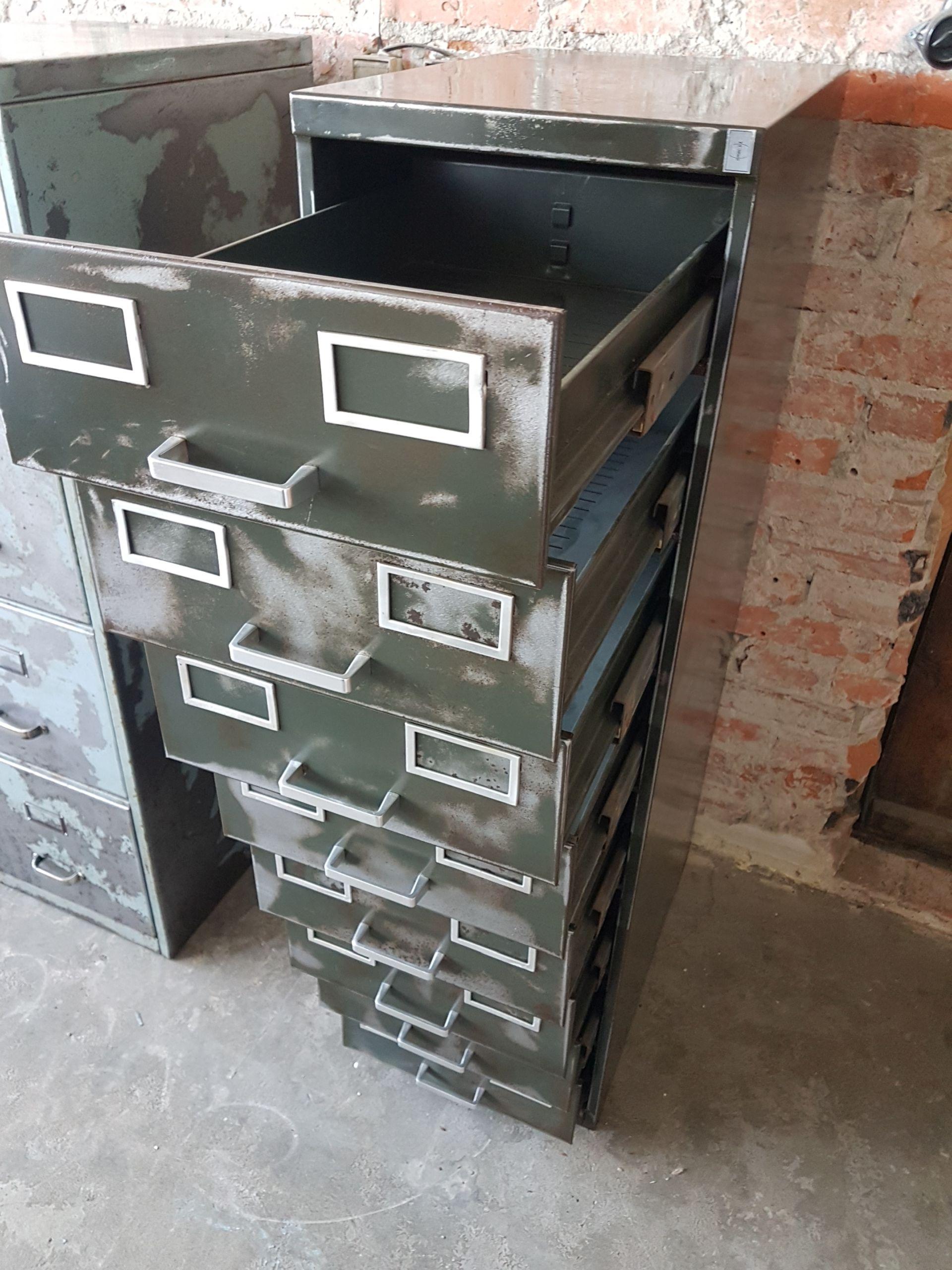 German Industrial Metal Cabinet Steel Lockers Four Cabinets Loft Style Brushed Steel For Sale