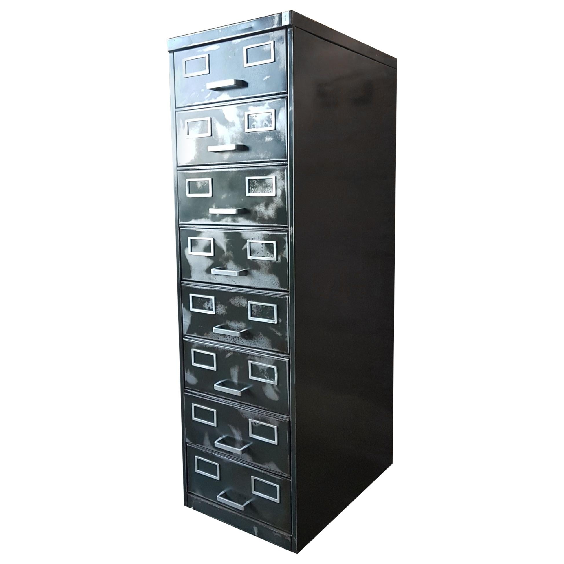 Industrial Metal Cabinet Steel Lockers Four Cabinets Loft Style Brushed Steel For Sale