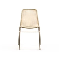 Industrial Metal Chairs with Plastic Weaving, Czechoslovakia, circa 1970