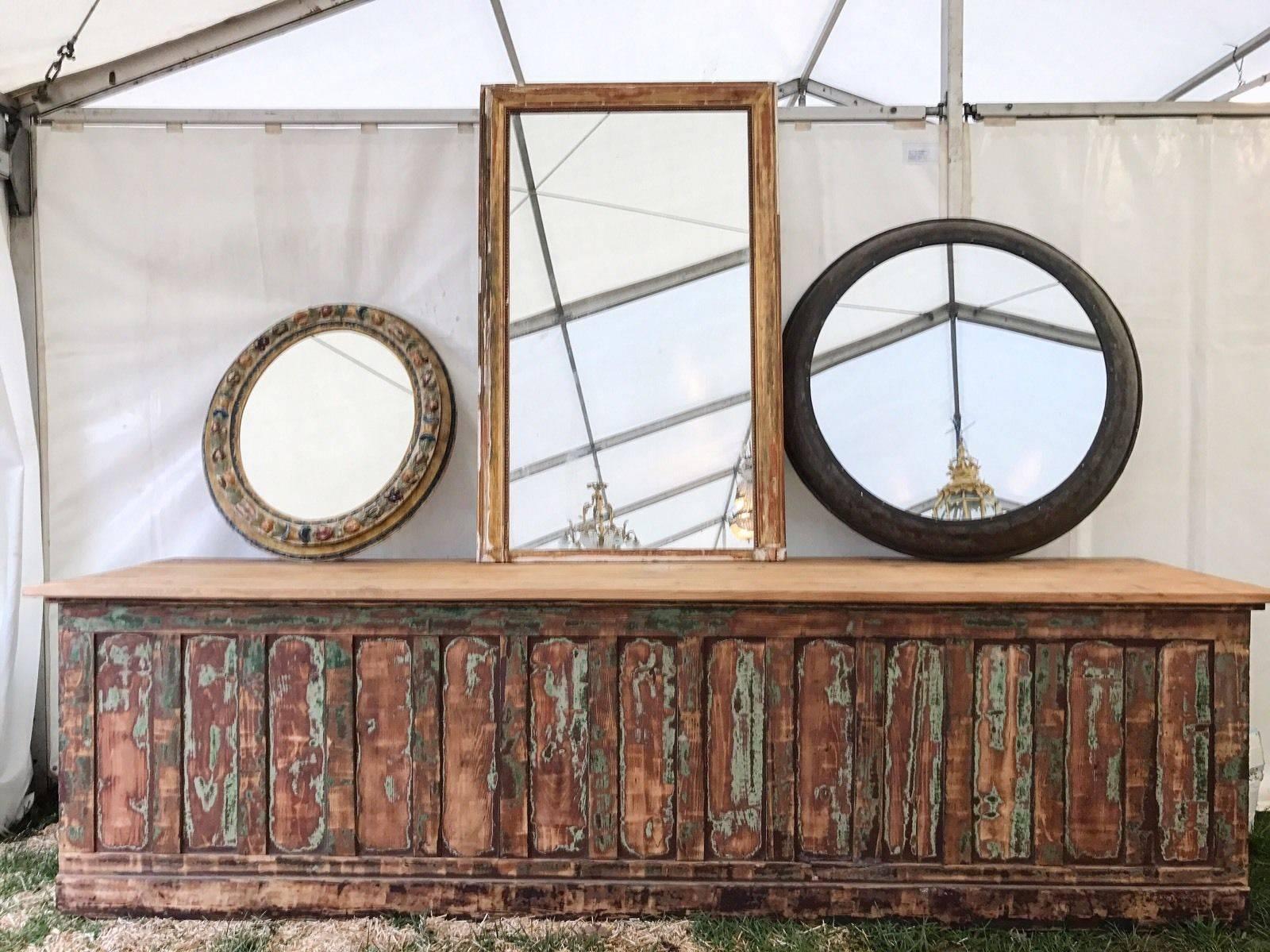 19th Century Industrial Metal Circular Railway Mirror, Vintage, Rare For Sale