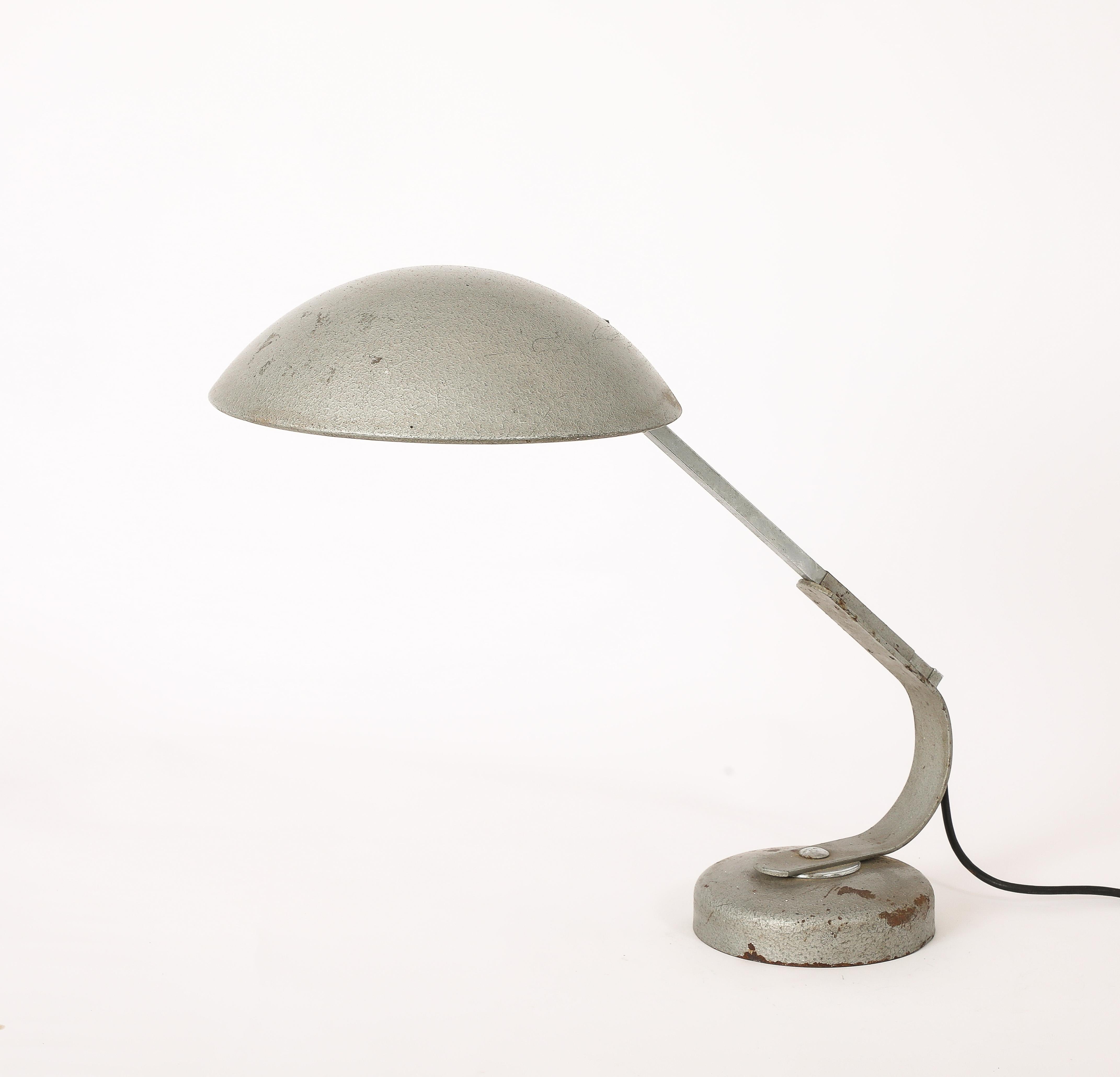 French Industrial Metal Desk Lamp, France 1970's For Sale