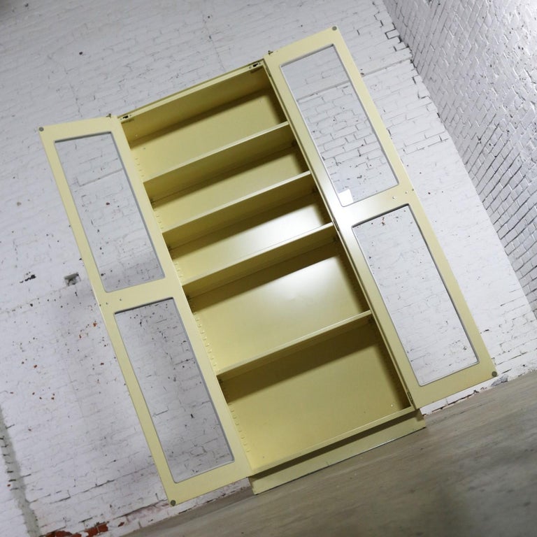 Industrial Metal Display or Bookcase with Glass Doors at 1stDibs