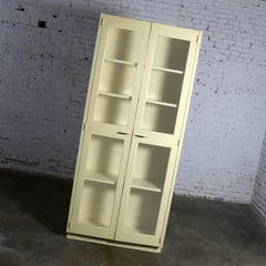 Industrial Metal Display Cabinet or Bookcase with Glass Doors
