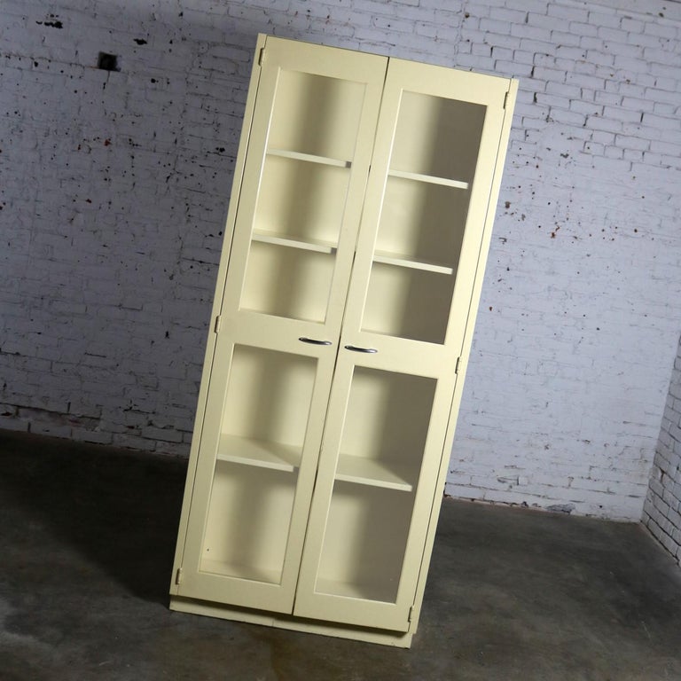 Industrial Metal Display or Bookcase with Glass Doors at 1stDibs