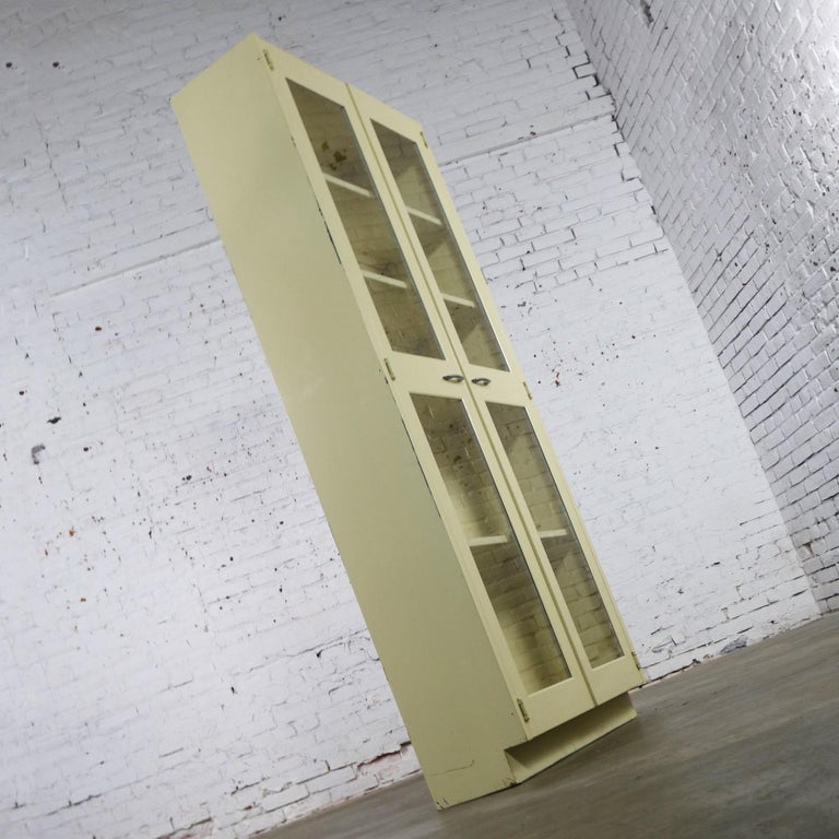 Industrial Metal Display or Bookcase with Glass Doors at 1stDibs