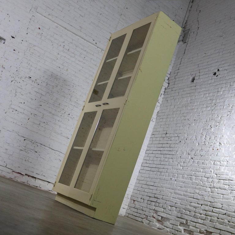 Industrial Metal Display or Bookcase with Glass Doors at 1stDibs