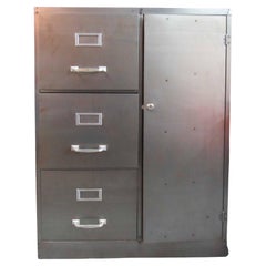 Vintage Industrial Metal File Cabinet with Safe