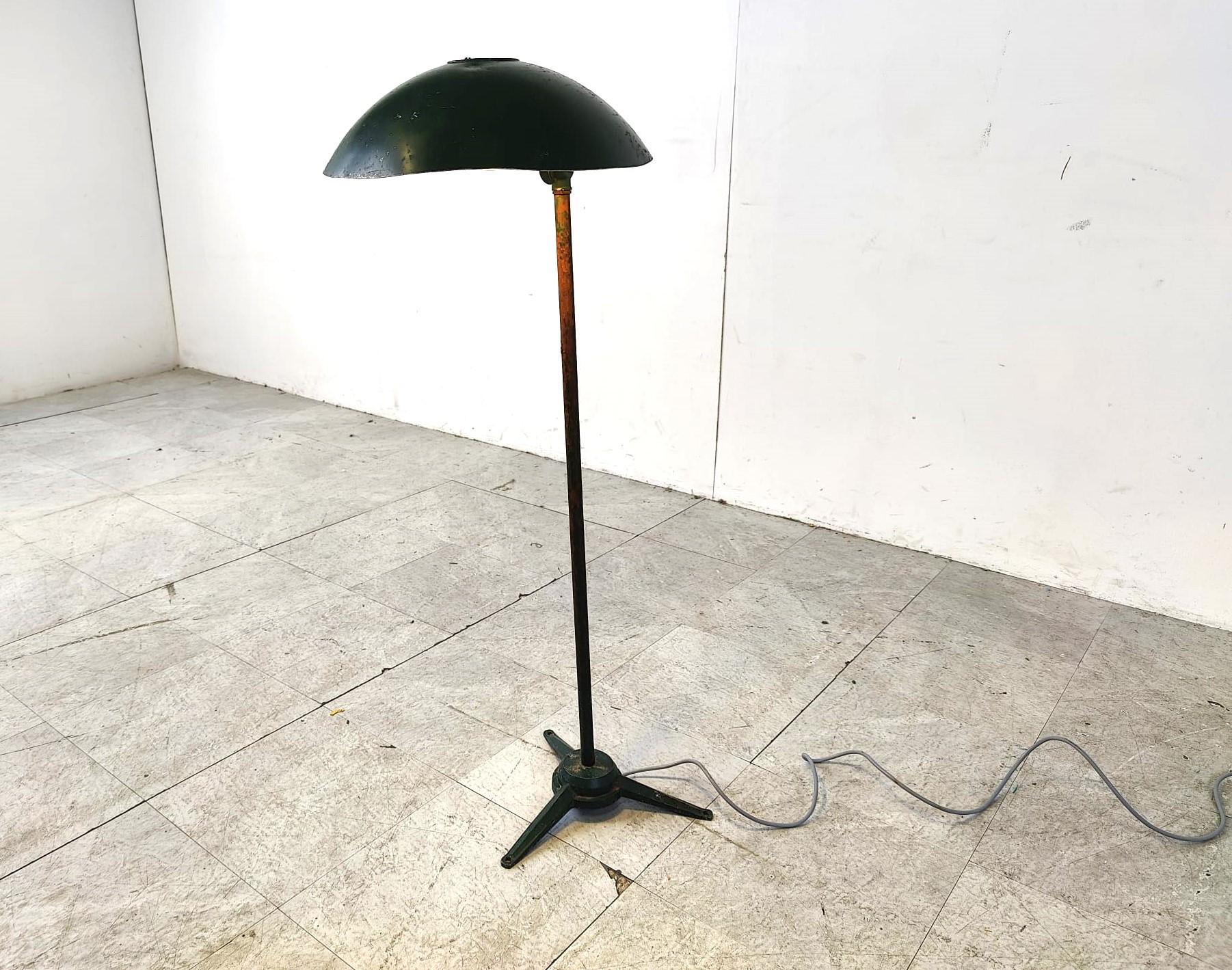 Metal Industrial metal floor lamp, 1970s For Sale
