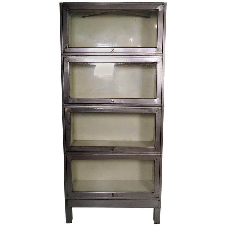 Industrial Metal Four Stack Barrister, Metal Barrister Bookcase Base