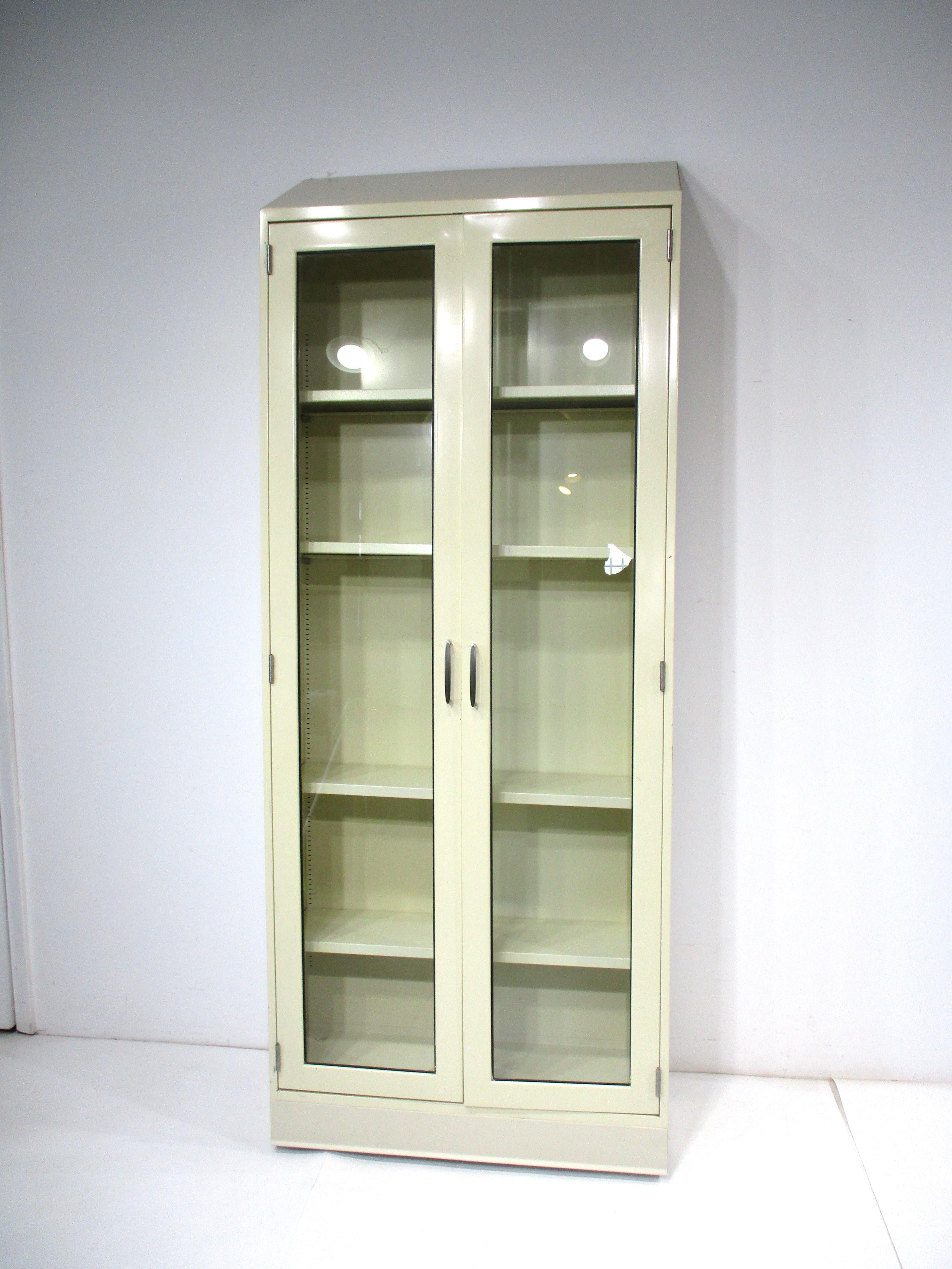 Industrial Metal / Glass Bookcase/ Cabinet in the style of Globe Wernicke 6