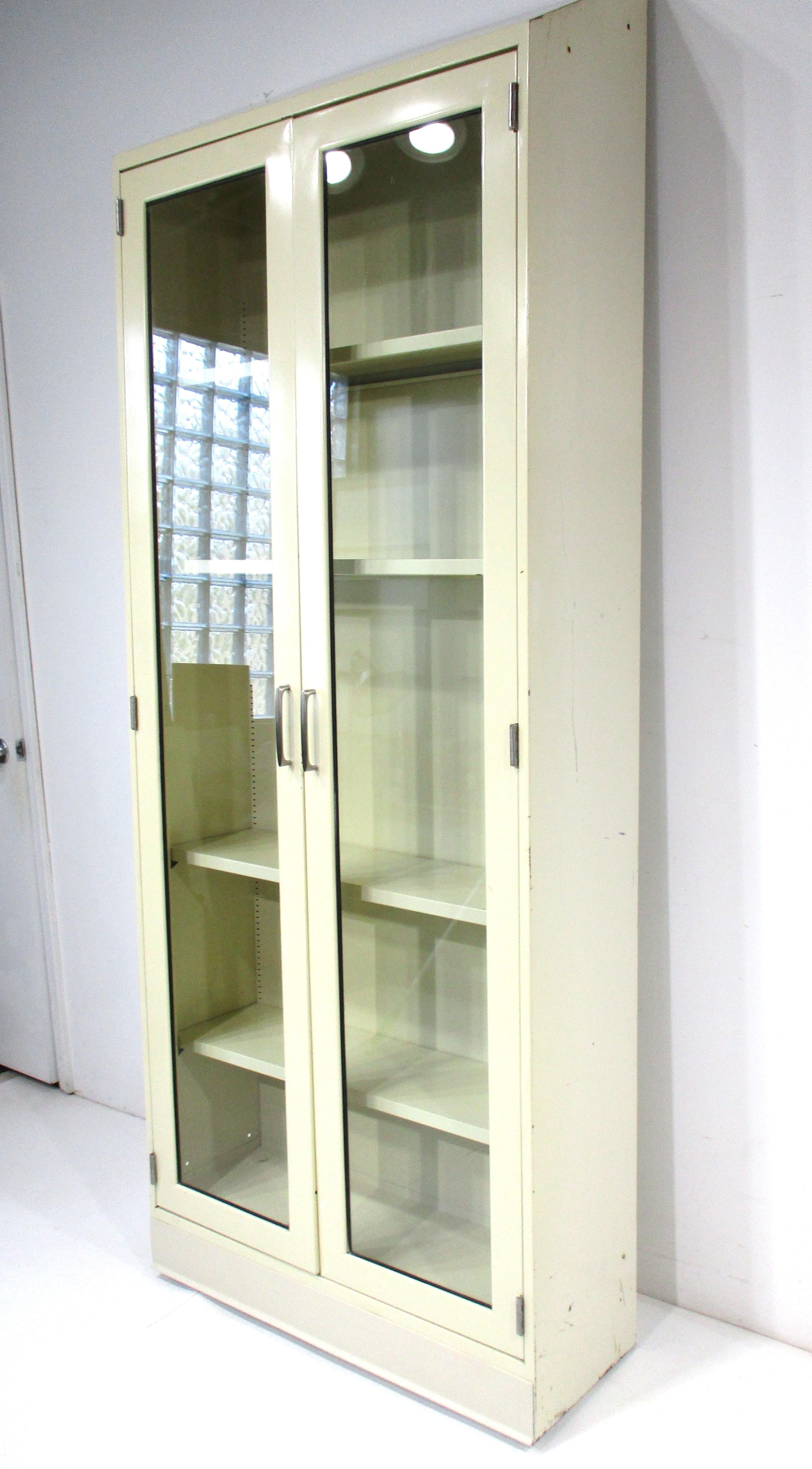 American Industrial Metal / Glass Bookcase/ Cabinet in the style of Globe Wernicke