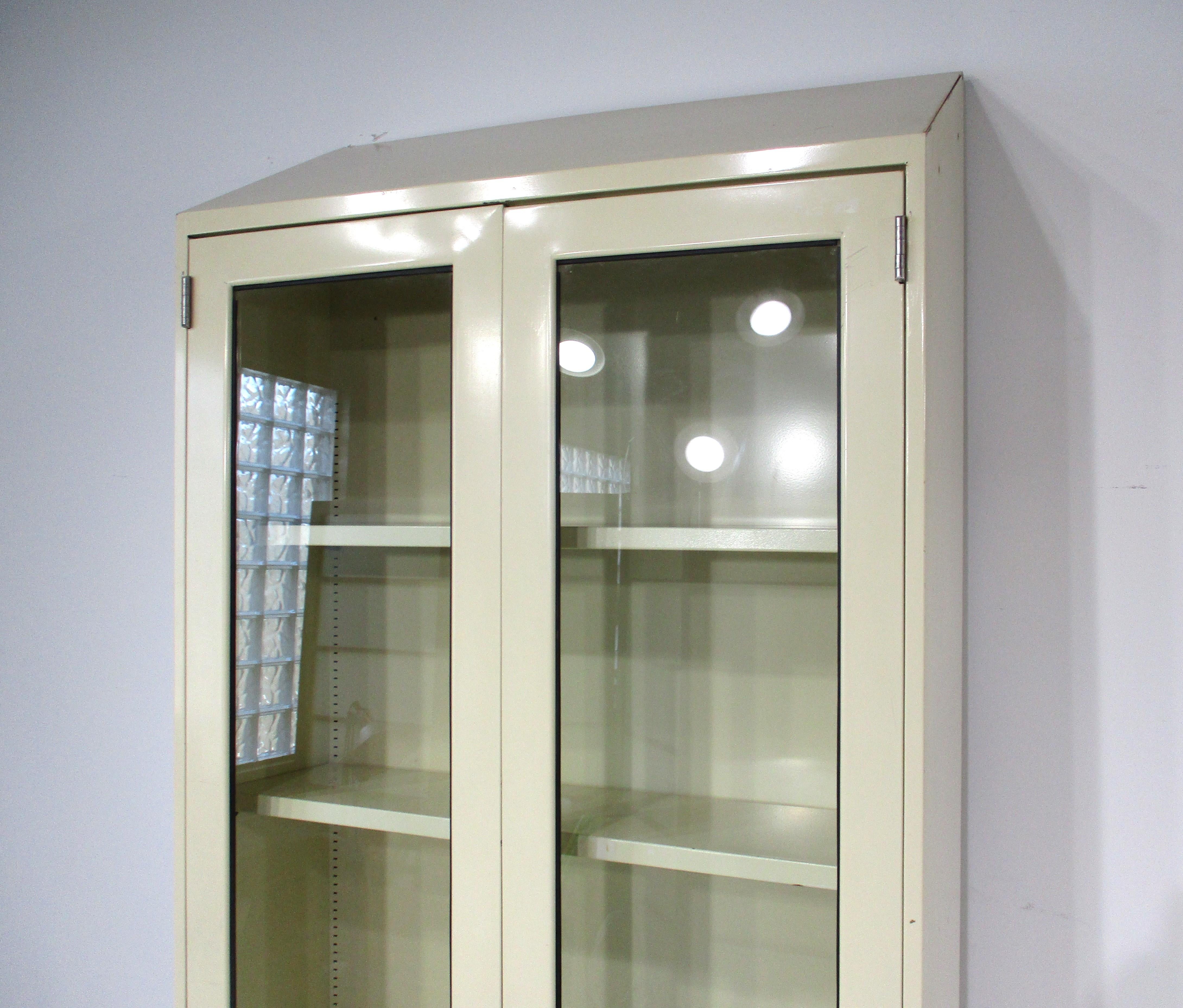 Industrial Metal / Glass Bookcase/ Cabinet in the style of Globe Wernicke In Good Condition In Cincinnati, OH