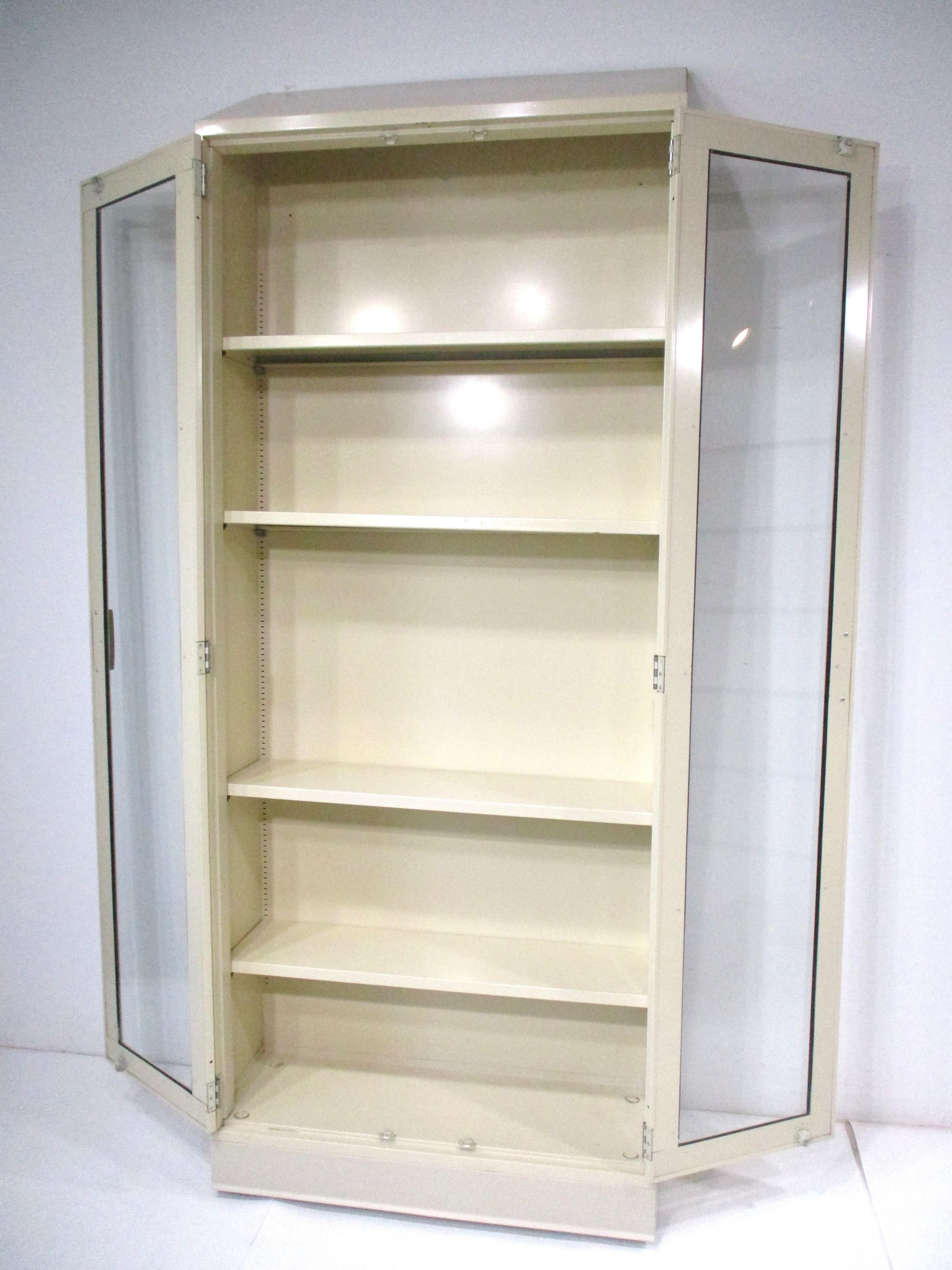 Industrial Metal / Glass Bookcase/ Cabinet in the style of Globe Wernicke 3