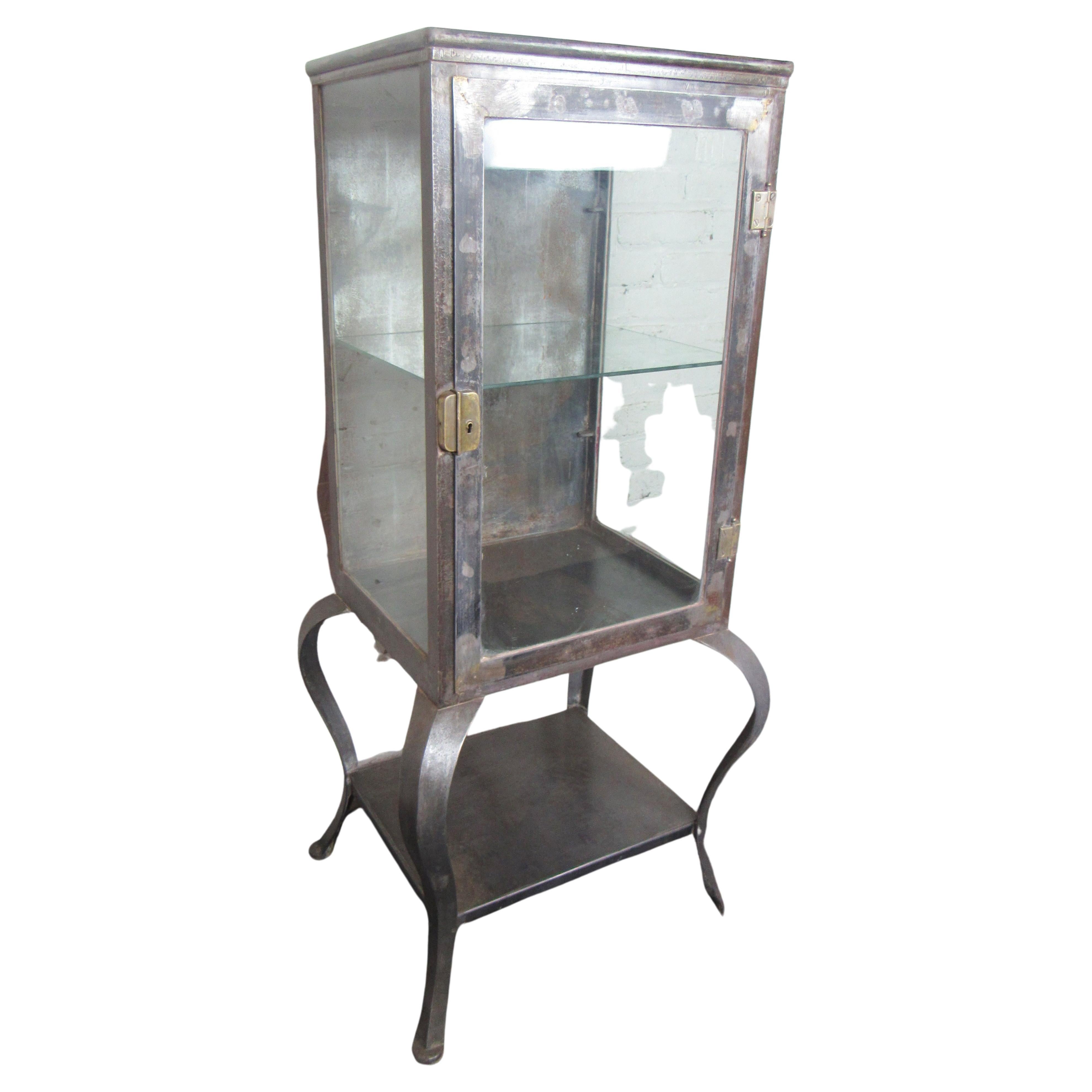 INDUSTRIAL CABINET GLASS FRONTED METAL DISPLAY CABINET STORAGE UNIT H87cm x W100 