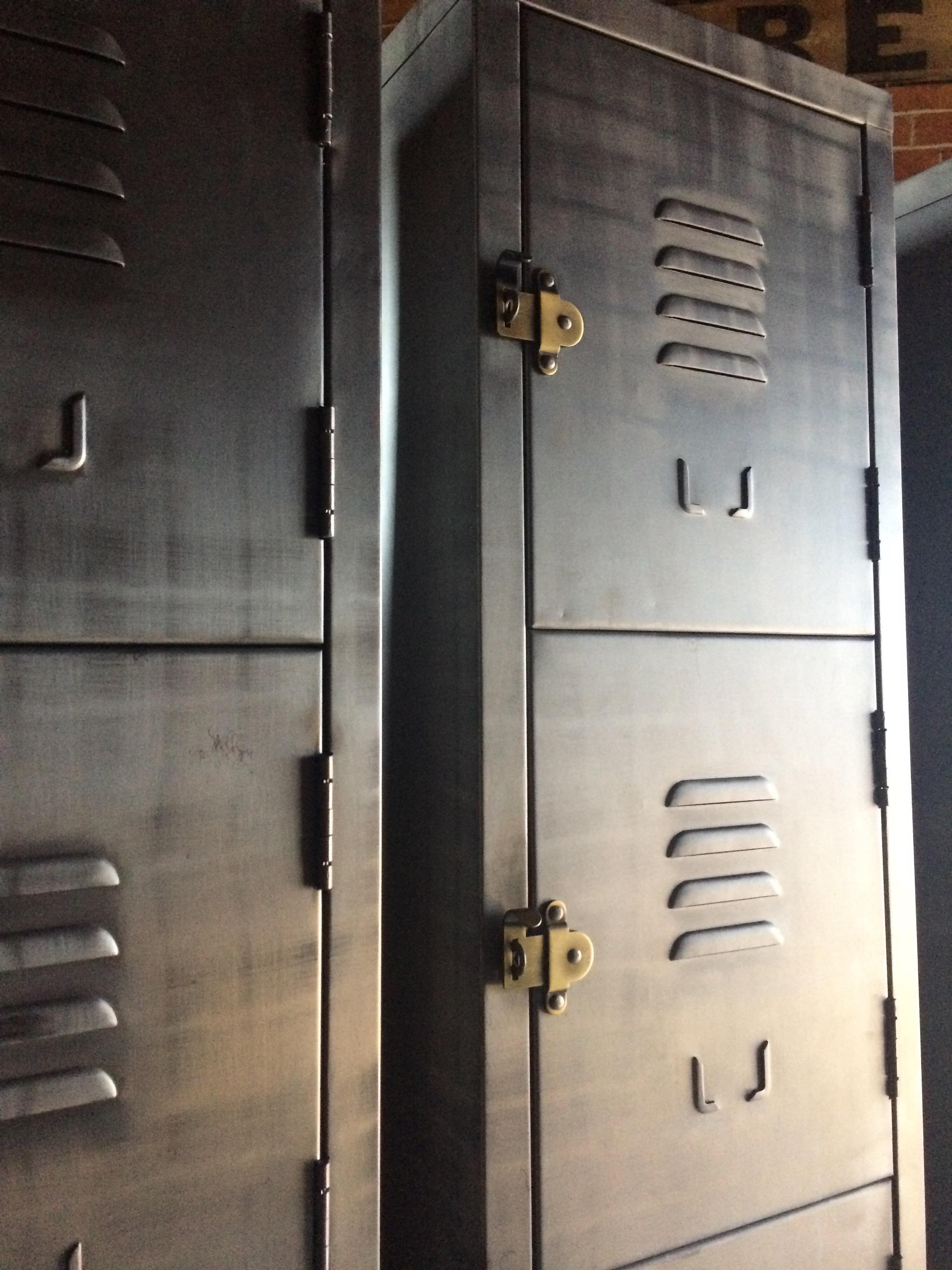 Industrial Metal Lockers Set of Four Loft Style Brushed Steel Cabinets In Excellent Condition In Longdon, Tewkesbury