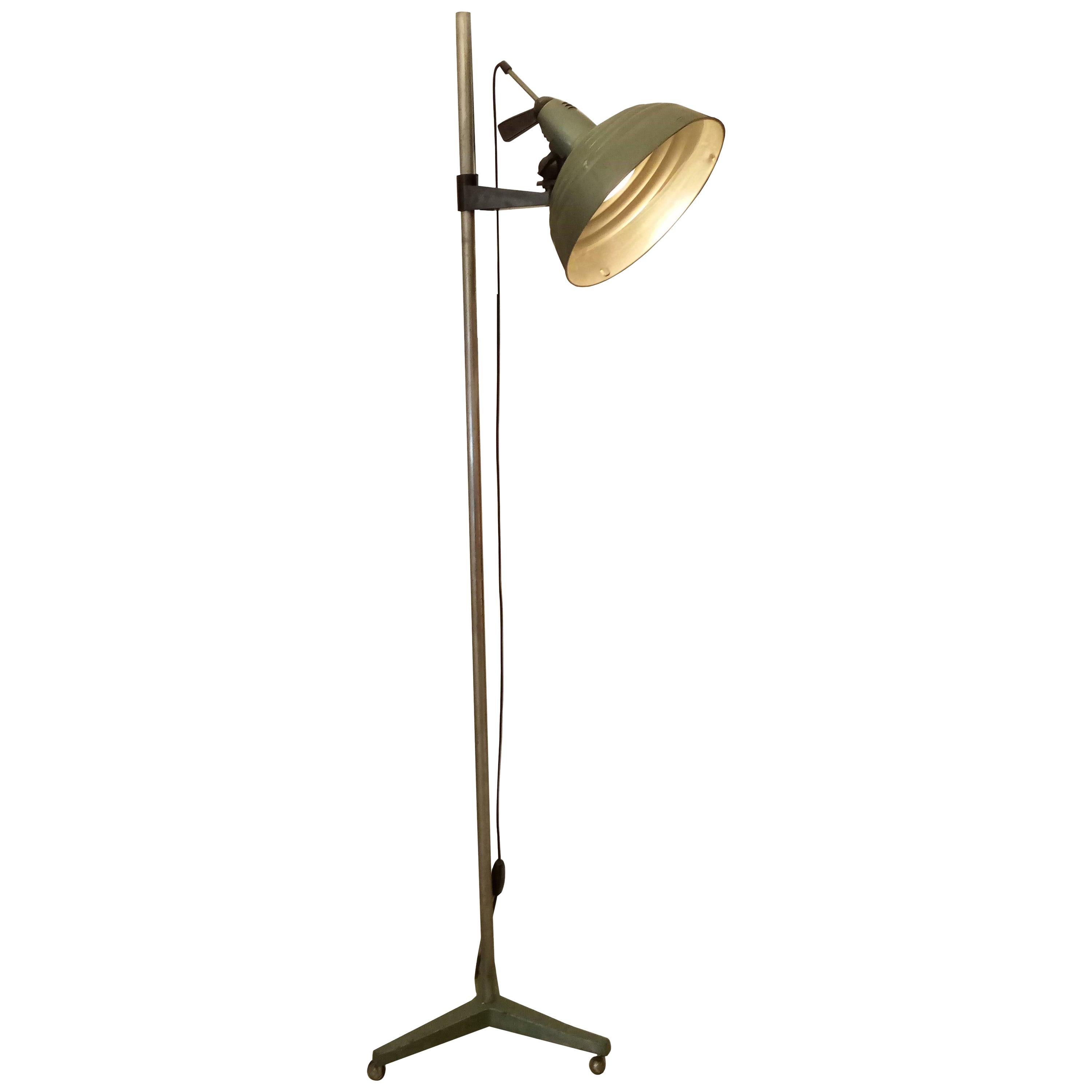 Industrial Metal Medical Floor Lamp, Italy, 1950s Aluminum and Iron