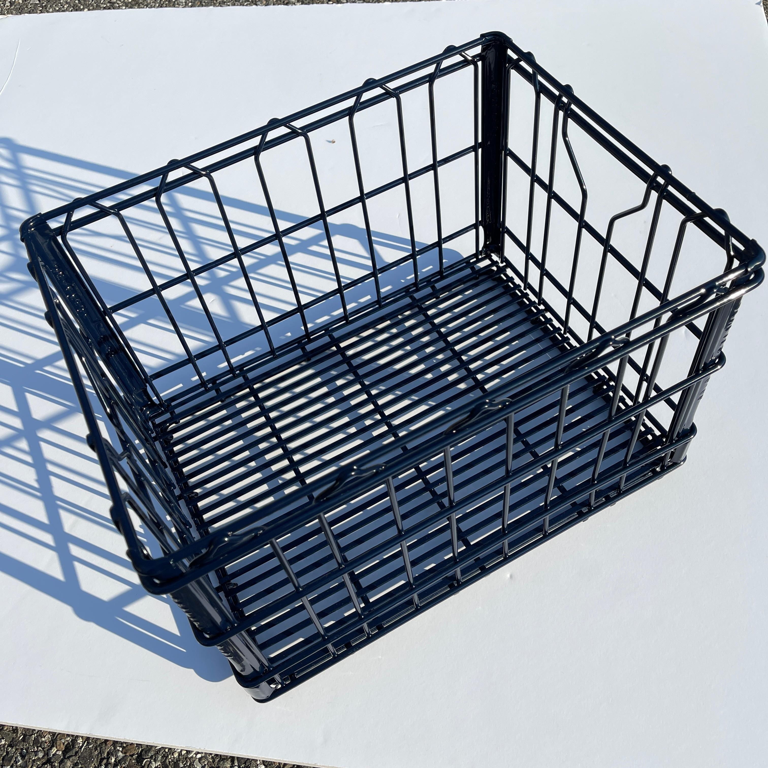 Industrial Metal Milk Crate, Powder Coated Navy Blue, circa 1960's For Sale 1