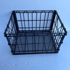 Industrial Metal Milk Crate, Powder Coated Navy Blue, circa 1960's
