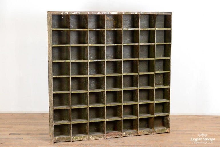Industrial Metal Pigeon Hole Shelving Unit, 20th Century For Sale at
