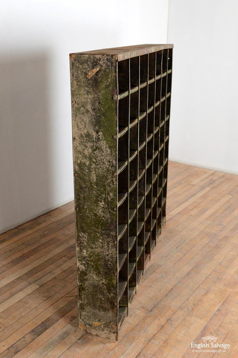 Industrial Metal Pigeon Hole Shelving Unit, 20th Century For Sale at