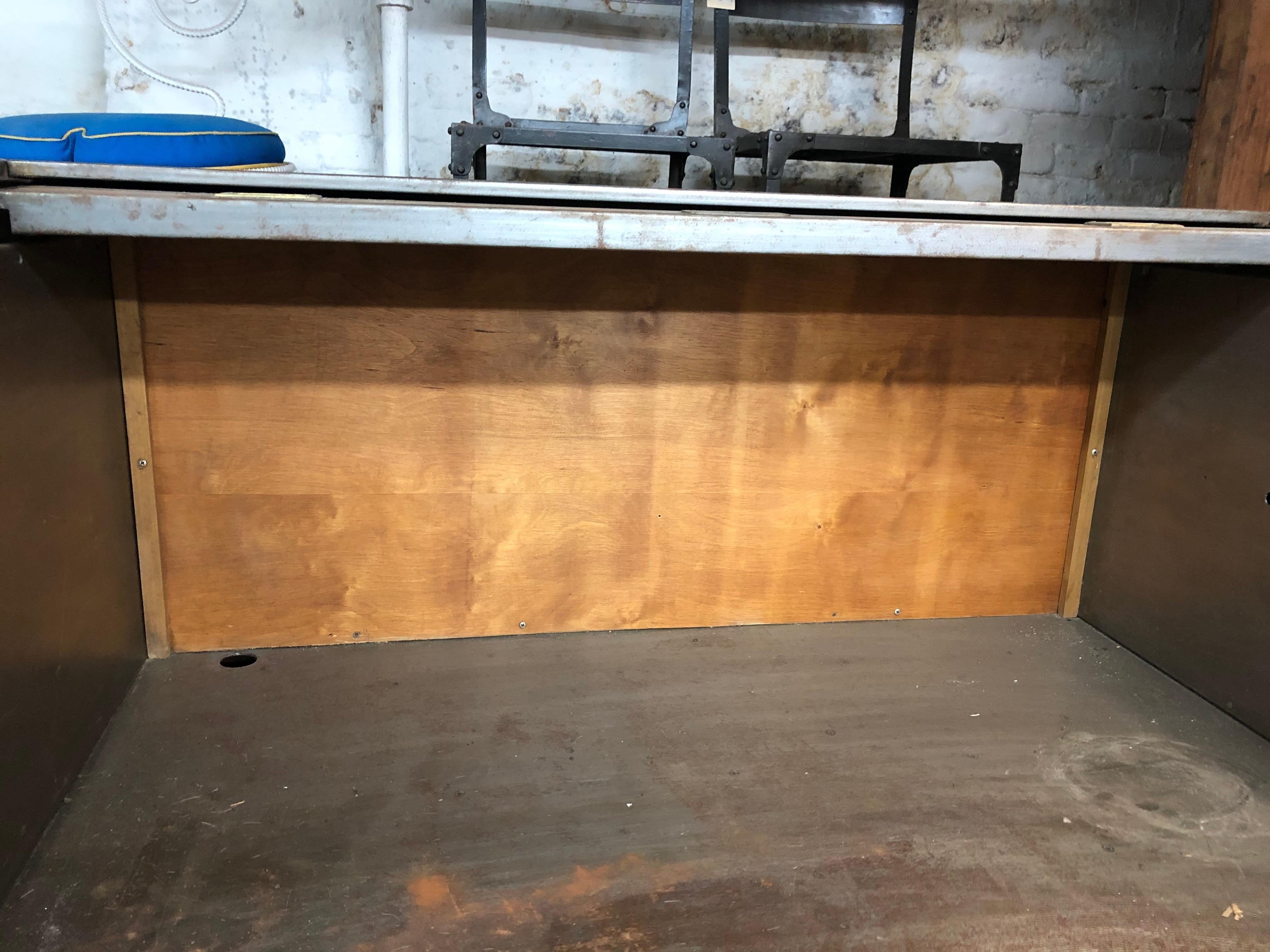 Industrial Metal Roll Top Watchmaker Desk In Distressed Condition In Brooklyn, NY