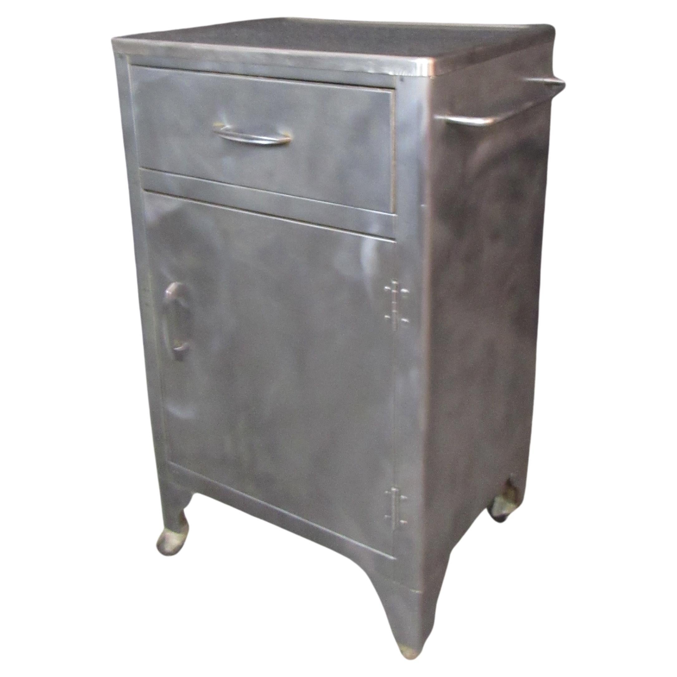 Industrial Metal Locker Storage Bedside Cabinet Side Table