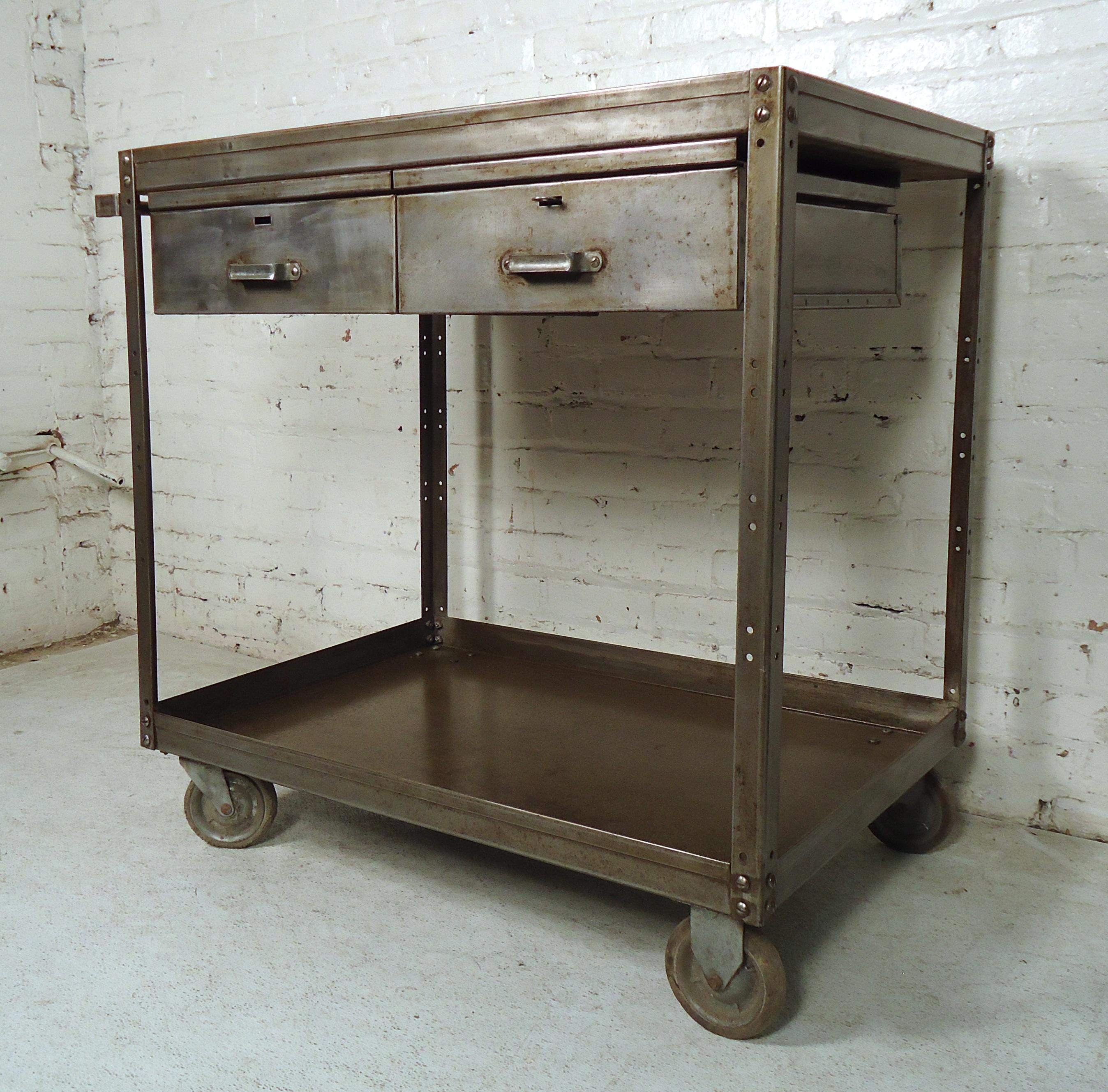 vintage industrial metal cart