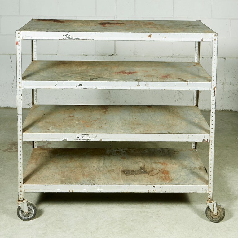 Industrial Metal Rolling Shelving Cart For Sale at 1stDibs metal