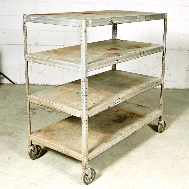 Industrial Metal Rolling Shelving Cart For Sale at 1stDibs metal