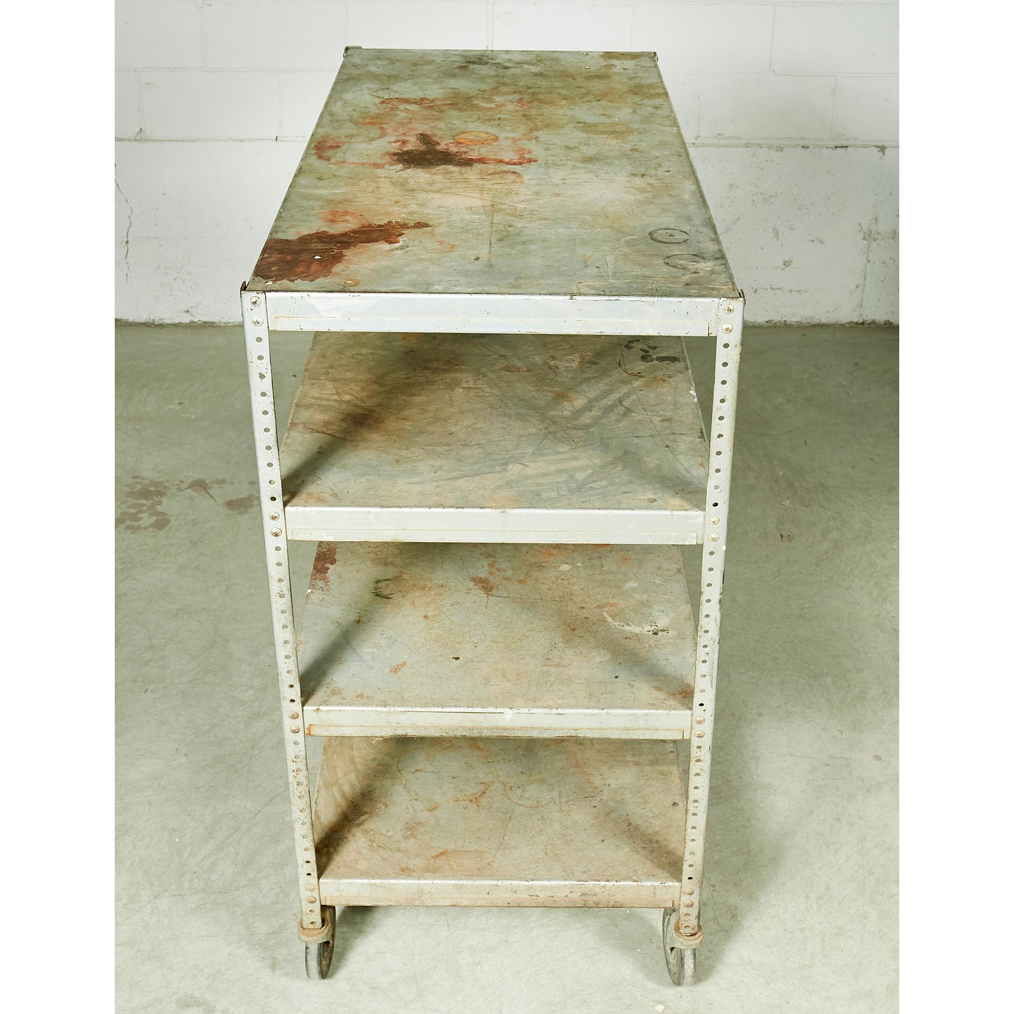 American Industrial Metal Rolling Shelving Cart For Sale