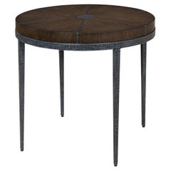 Industrial Metal Round End Table