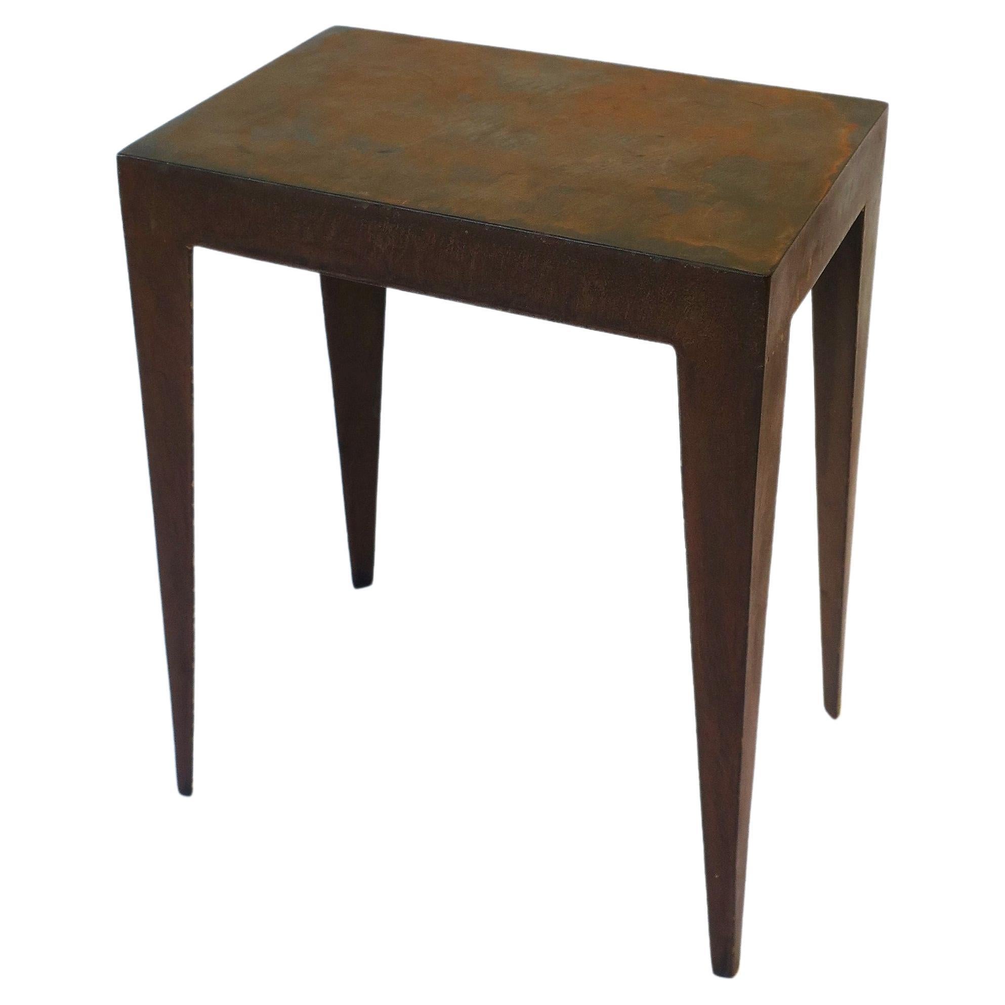Industrial Minimalist Metal Side or End Table with Deco Influence